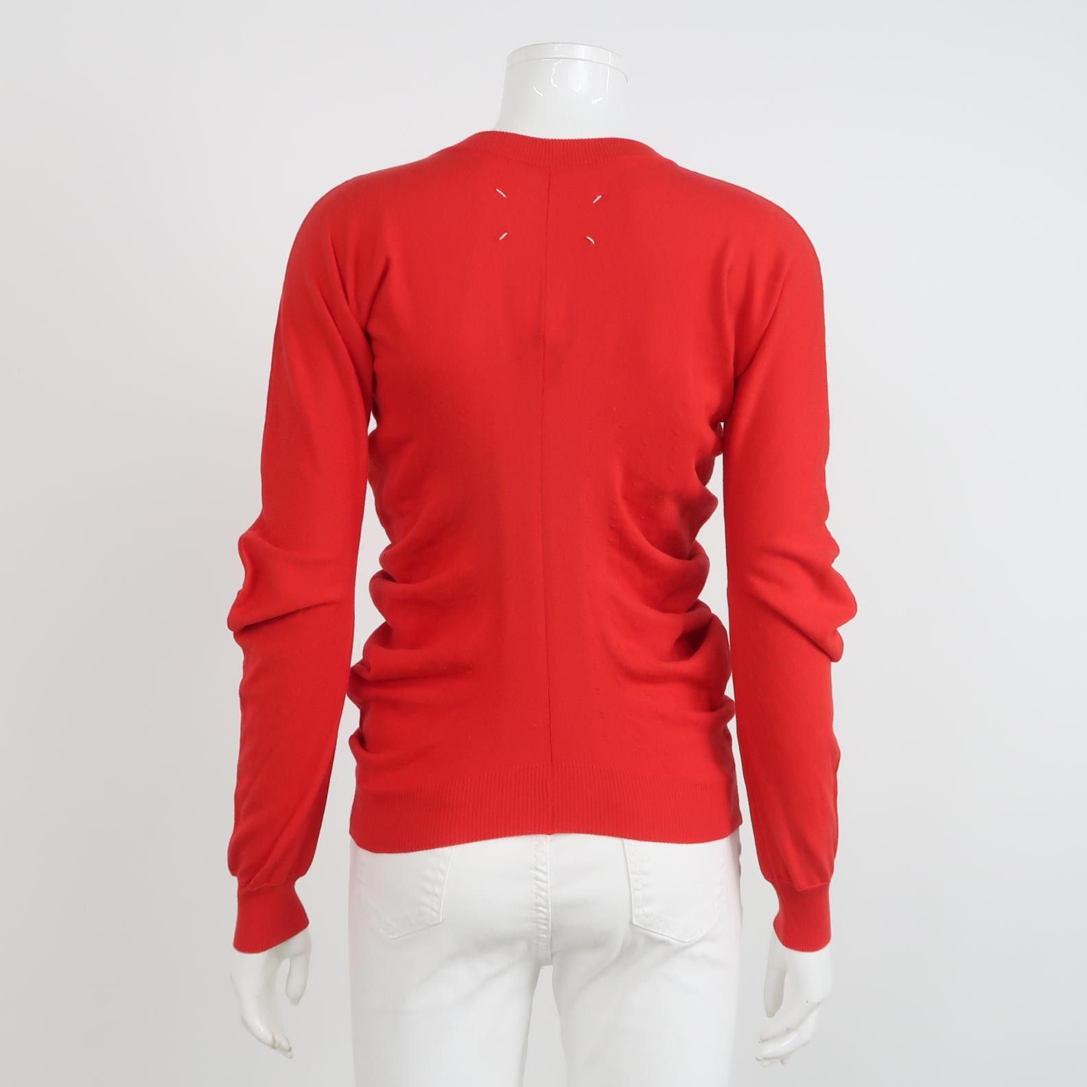 Maison Margiela Maison Margiela Red Cotton Crewneck Sweater Size M Size M / US 6-8 / IT 42-44 - 2 Thumbnail