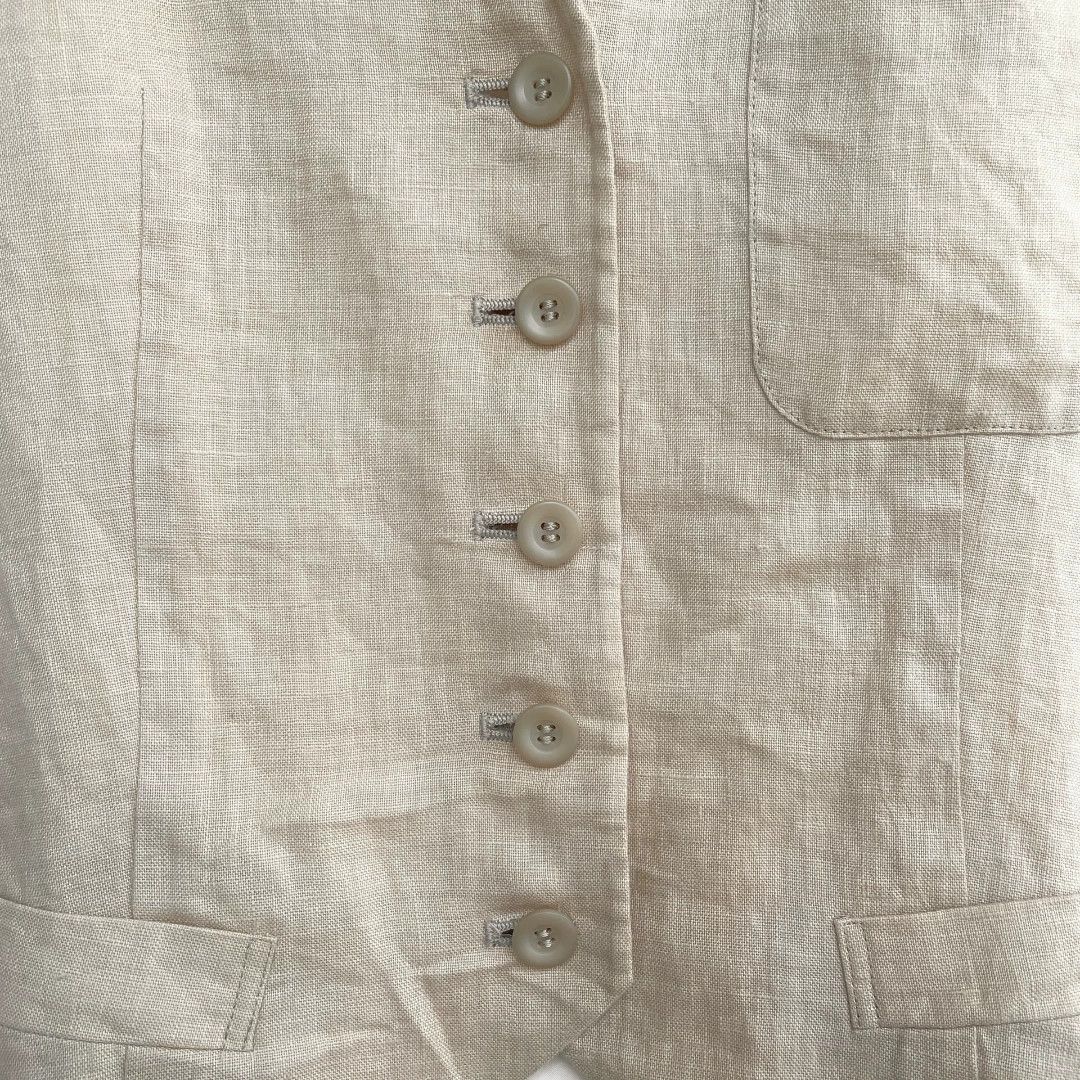 Emporio Armani Emporio Armani 1980s Vintage Linen Vest Size US XS / EU 42 / 0 - 5 Thumbnail