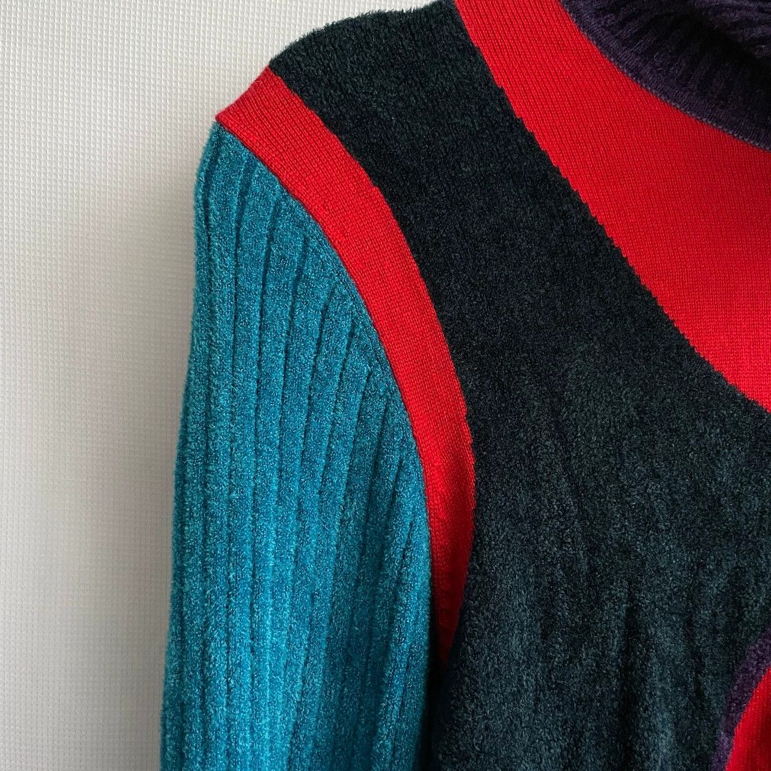 Jean Charles De Castelbajac Castelbajac 1980s Colorblock Knit Sweater Size M / US 6-8 / IT 42-44 - 4 Thumbnail