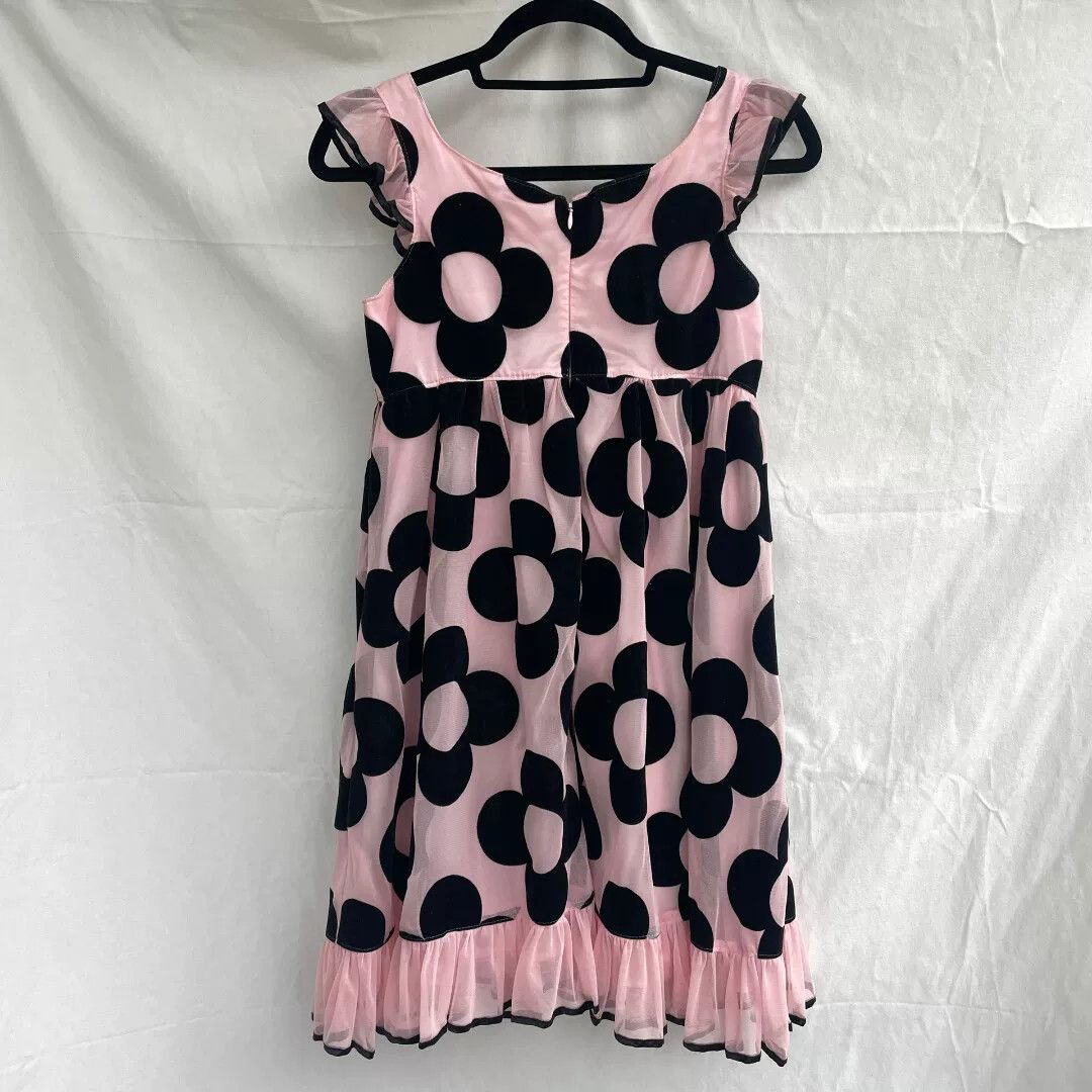 Vintage Flocked Flower Pink Tulle Dress Size M / US 6-8 / IT 42-44 - 3 Thumbnail