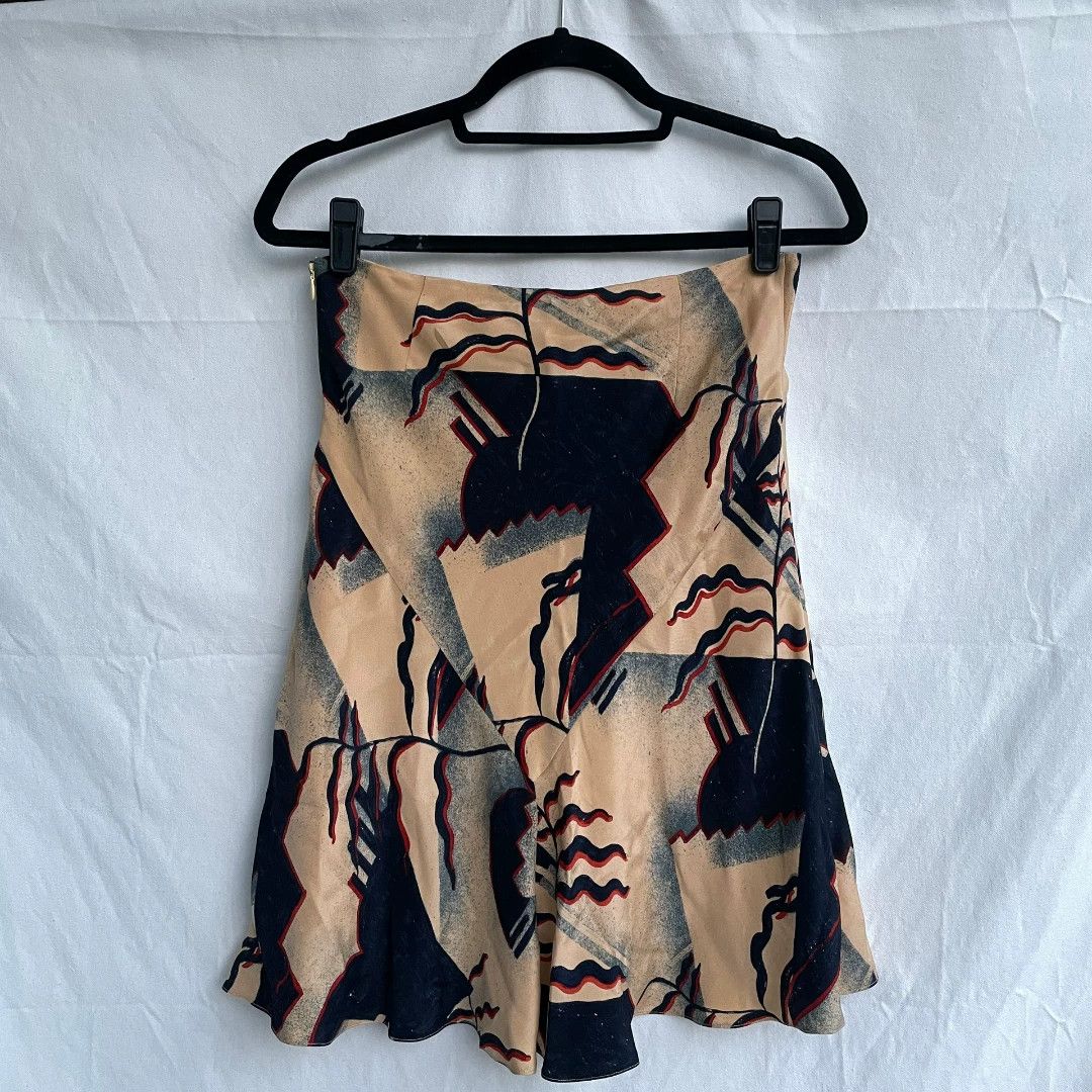 Ralph Lauren Ralph Lauren Vintage Silk Geometric Midi Skirt Size 40" / US 18 - 2 Thumbnail