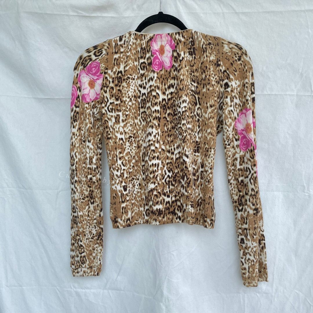 Blumarine Blumarine Leopard Floral Y2K Knit Top Size XS / US 0-2 / IT 36-38 - 2 Thumbnail