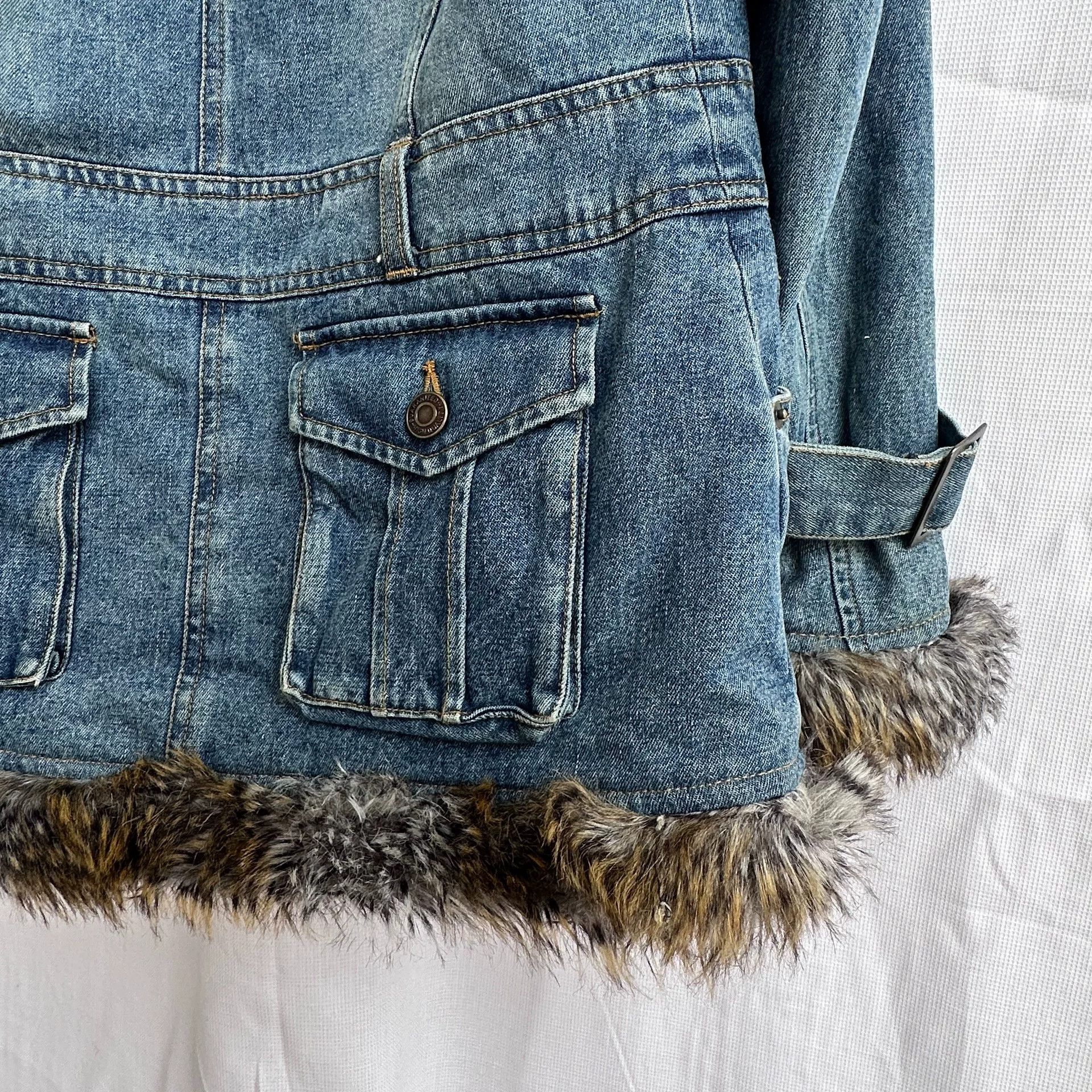 YUME YUME Ryu Ryu Vintage Y2K Denim Fur Hooded Jacket Size S / US 4 / IT 40 - 5 Thumbnail
