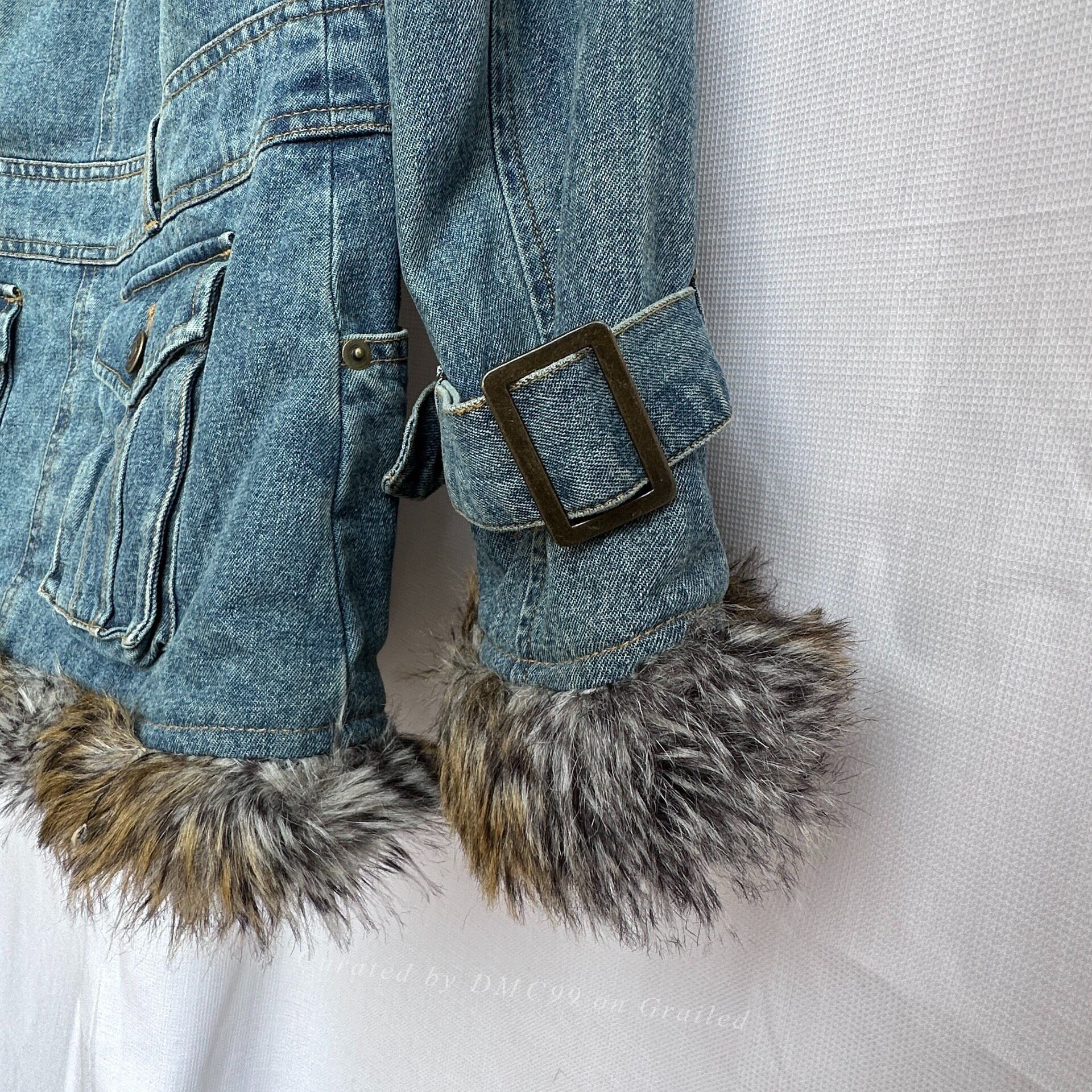 YUME YUME Ryu Ryu Vintage Y2K Denim Fur Hooded Jacket Size S / US 4 / IT 40 - 4 Thumbnail