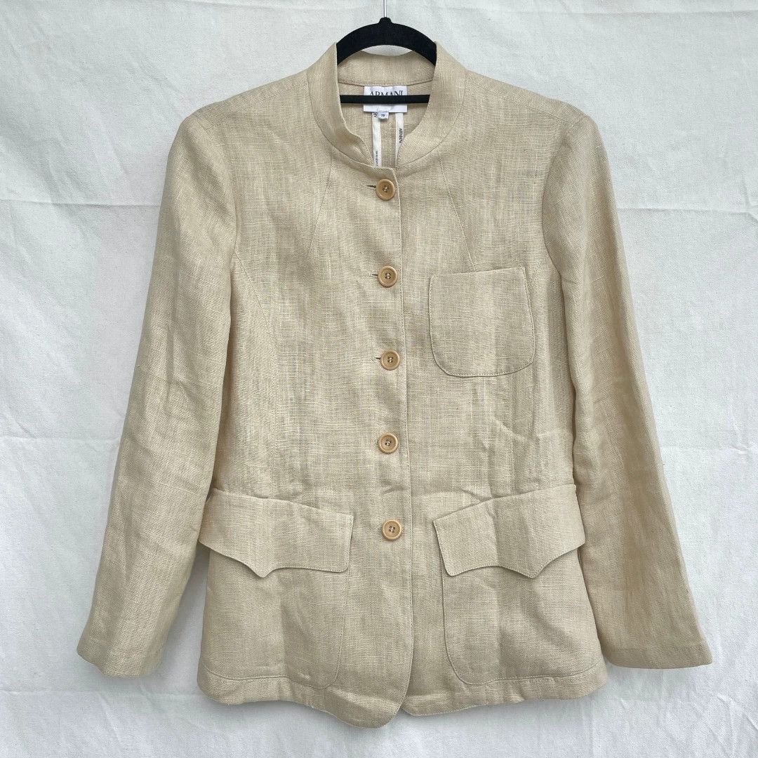 Armani ARMANI 1970s Vintage Stand Collar Blazer Size US M / EU 48-50 / 2 - 2 Thumbnail