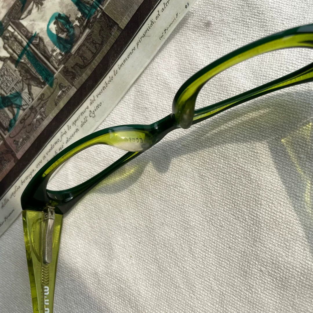 Miu Miu MiuMiu Vintage Green Resin Glasses Frame Size ONE SIZE - 6 Thumbnail