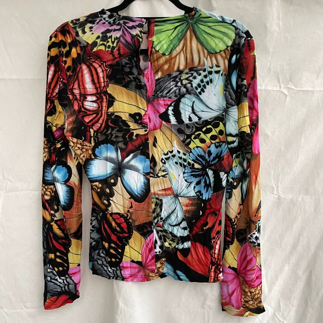 Versace Versace Vintage 90s Butterfly Top Size L / US 10 / IT 46 - 2 Thumbnail