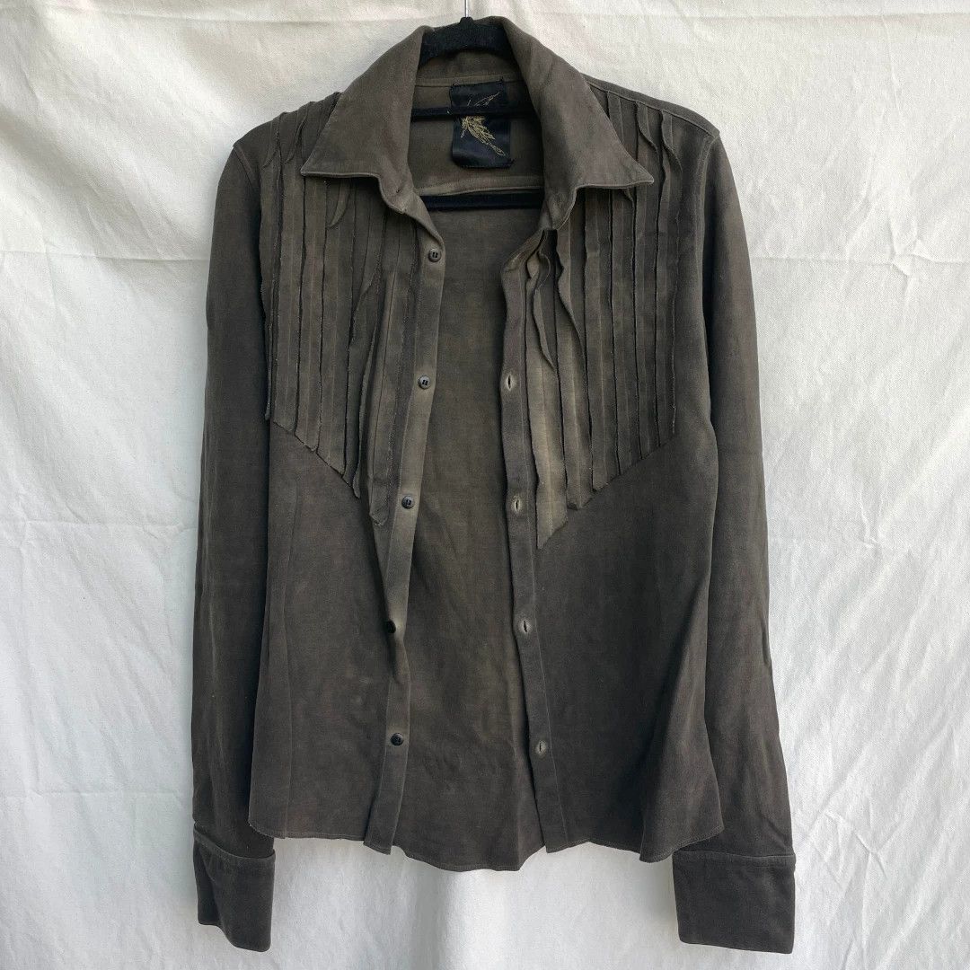 Yohji Yamamoto Kiryuyrik Distressed Long-Sleeve Rock Shirt Size US XS / EU 42 / 0 - 3 Thumbnail