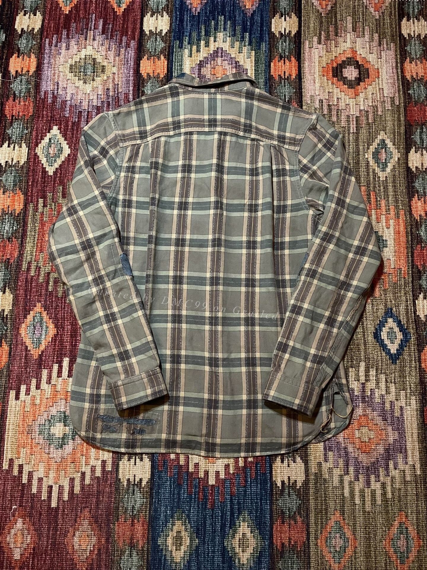 RRL Ralph Lauren RRL Distressed Patchwork Plaid Work Shirt Size US M / EU 48-50 / 2 - 2 Thumbnail