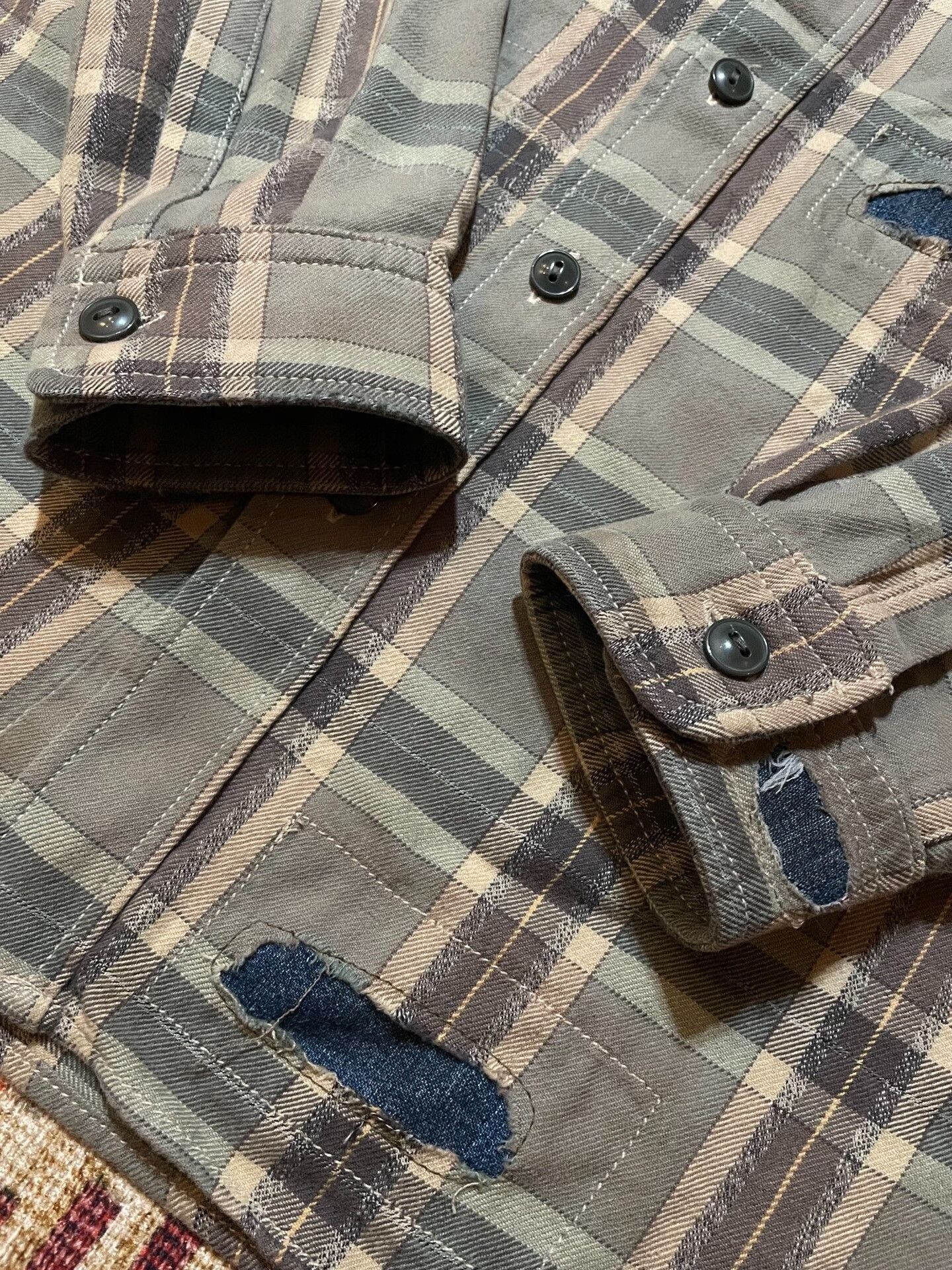 RRL Ralph Lauren RRL Distressed Patchwork Plaid Work Shirt Size US M / EU 48-50 / 2 - 5 Thumbnail