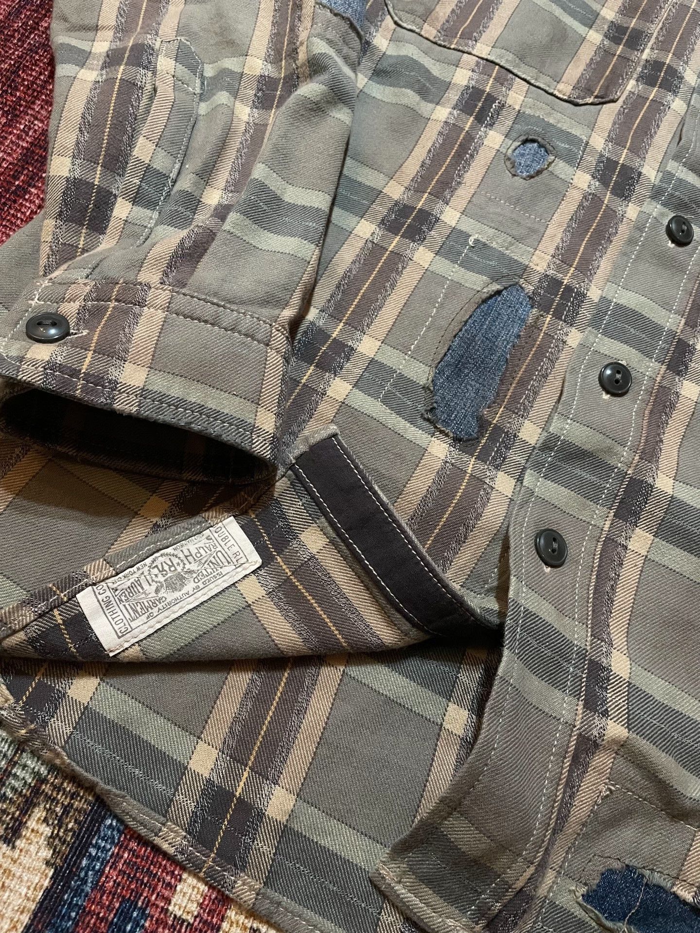 RRL Ralph Lauren RRL Distressed Patchwork Plaid Work Shirt Size US M / EU 48-50 / 2 - 4 Thumbnail