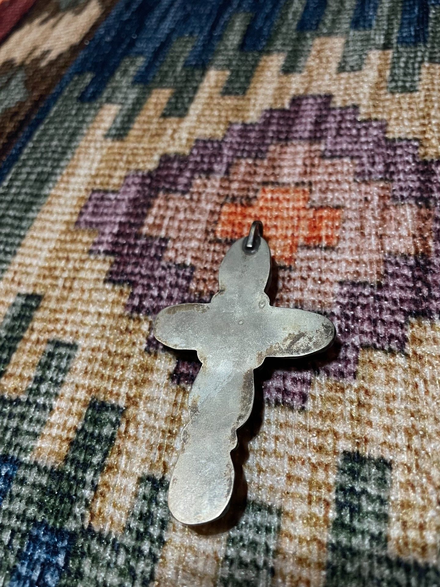 Vintage 1960s Navajo 950 Silver Bisbee Turquoise Cross Pendant Size ONE SIZE - 5 Thumbnail