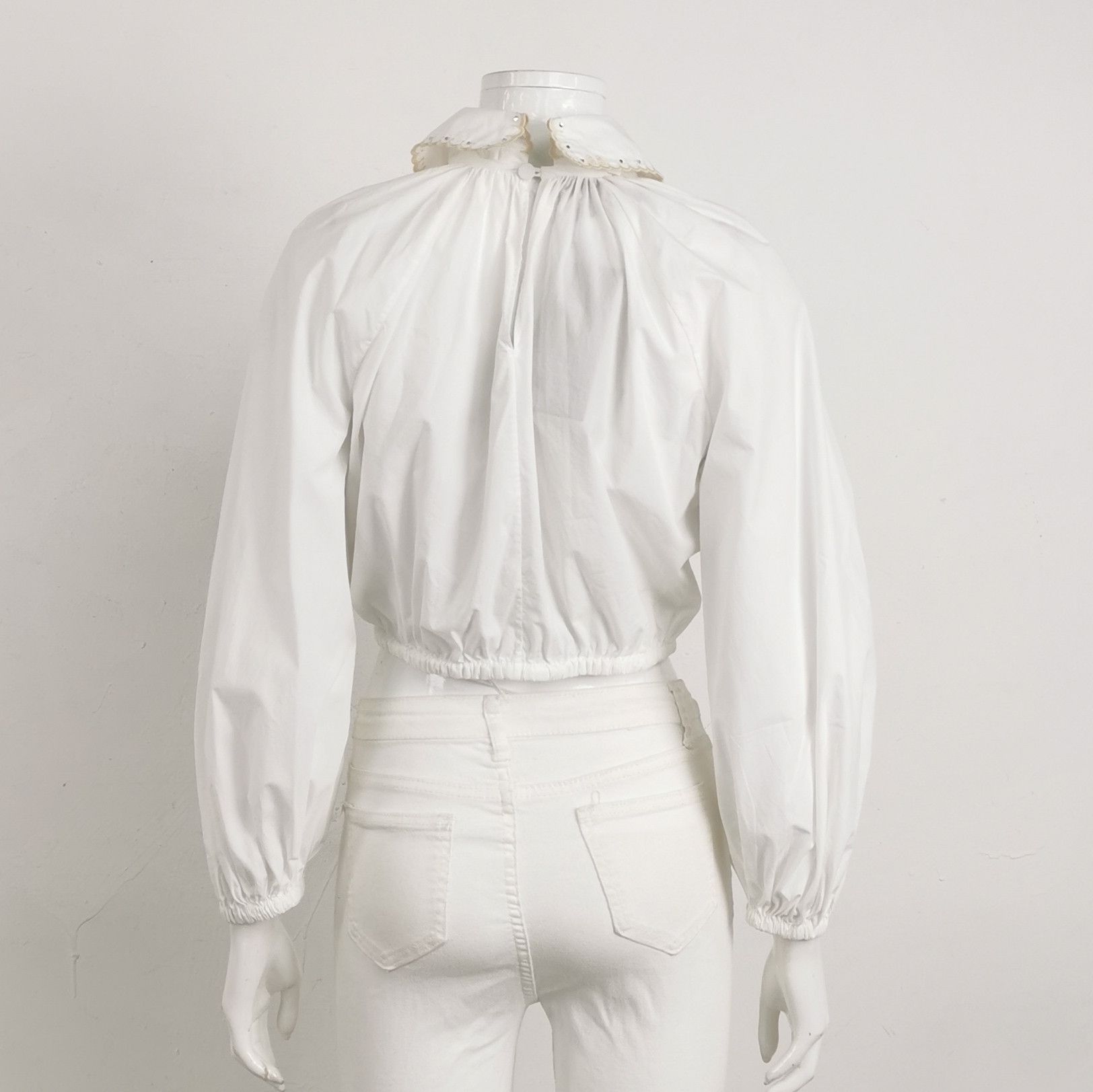 Gucci Gucci Crystal Collar White Blouse Size 40 Size S / US 4 / IT 40 - 2 Thumbnail