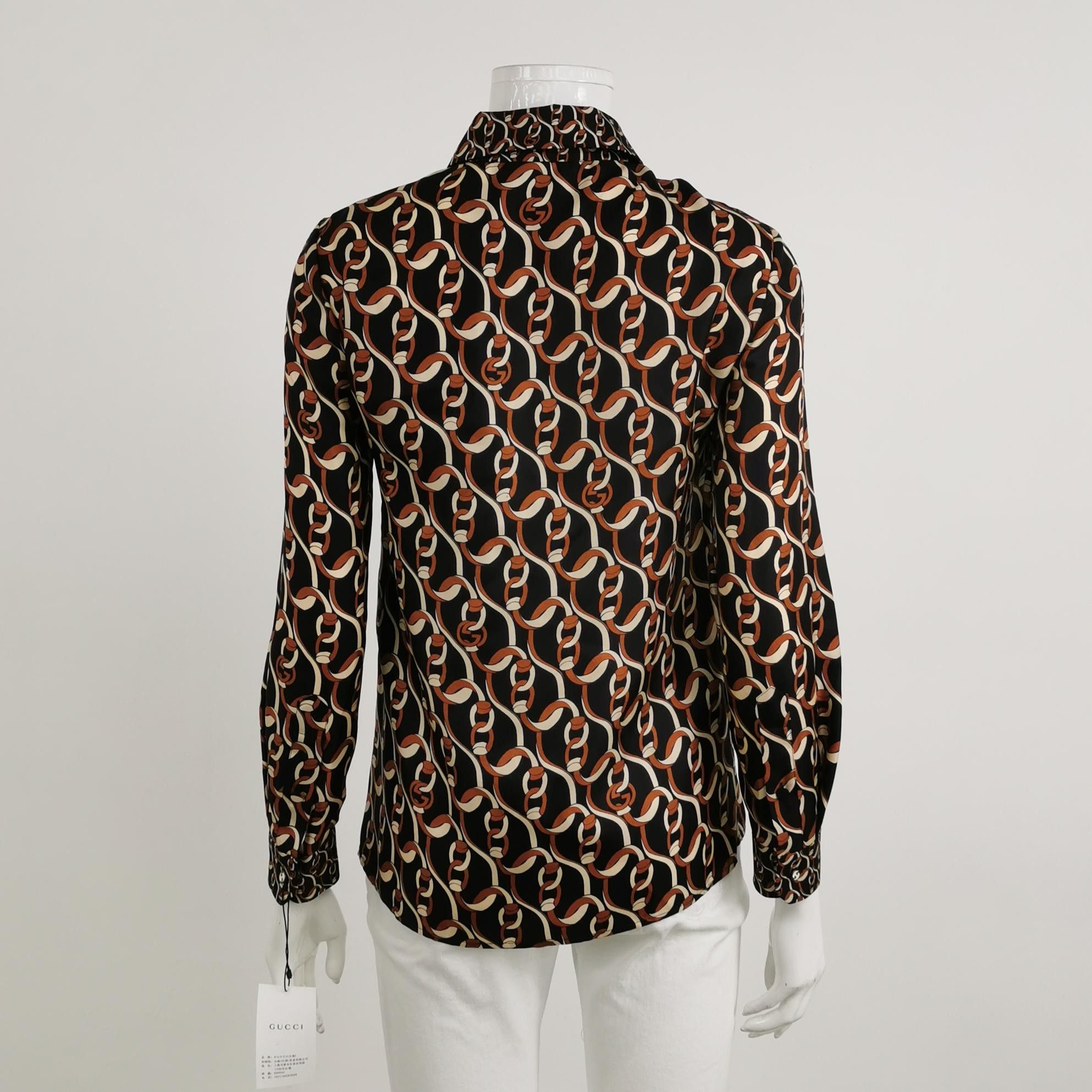 Gucci Gucci Chain Print Silk Blouse Size 34 Size XXS / US 00 / IT 34 - 2 Thumbnail