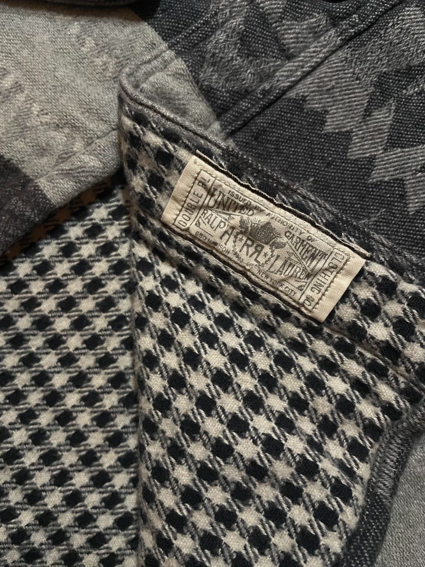 RRL Ralph Lauren RRL Charcoal Houndstooth Wool Blend Shirt Size US M / EU 48-50 / 2 - 7 Thumbnail