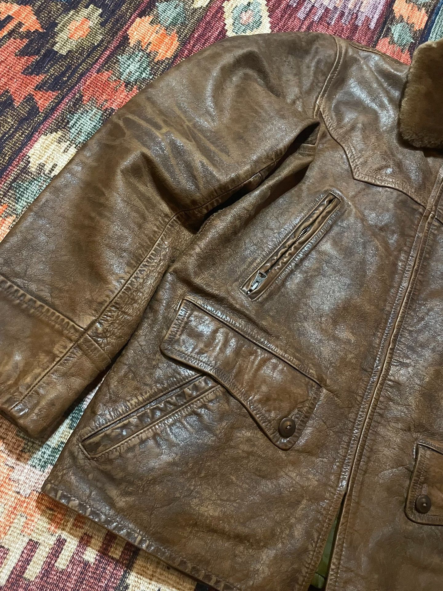 RRL Ralph Lauren RRL Distressed Leather Jacket w/Fur Collar Size US M / EU 48-50 / 2 - 5 Thumbnail