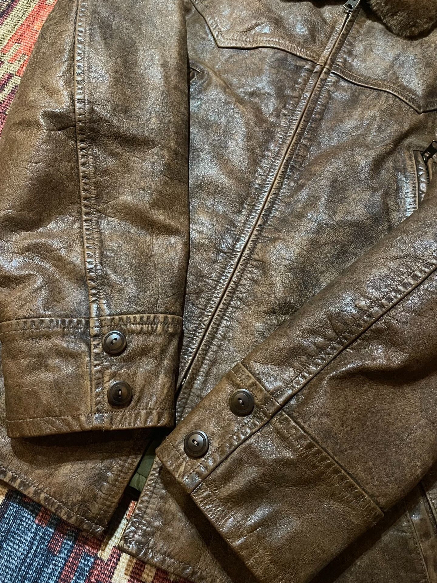 RRL Ralph Lauren RRL Distressed Leather Jacket w/Fur Collar Size US M / EU 48-50 / 2 - 7 Thumbnail