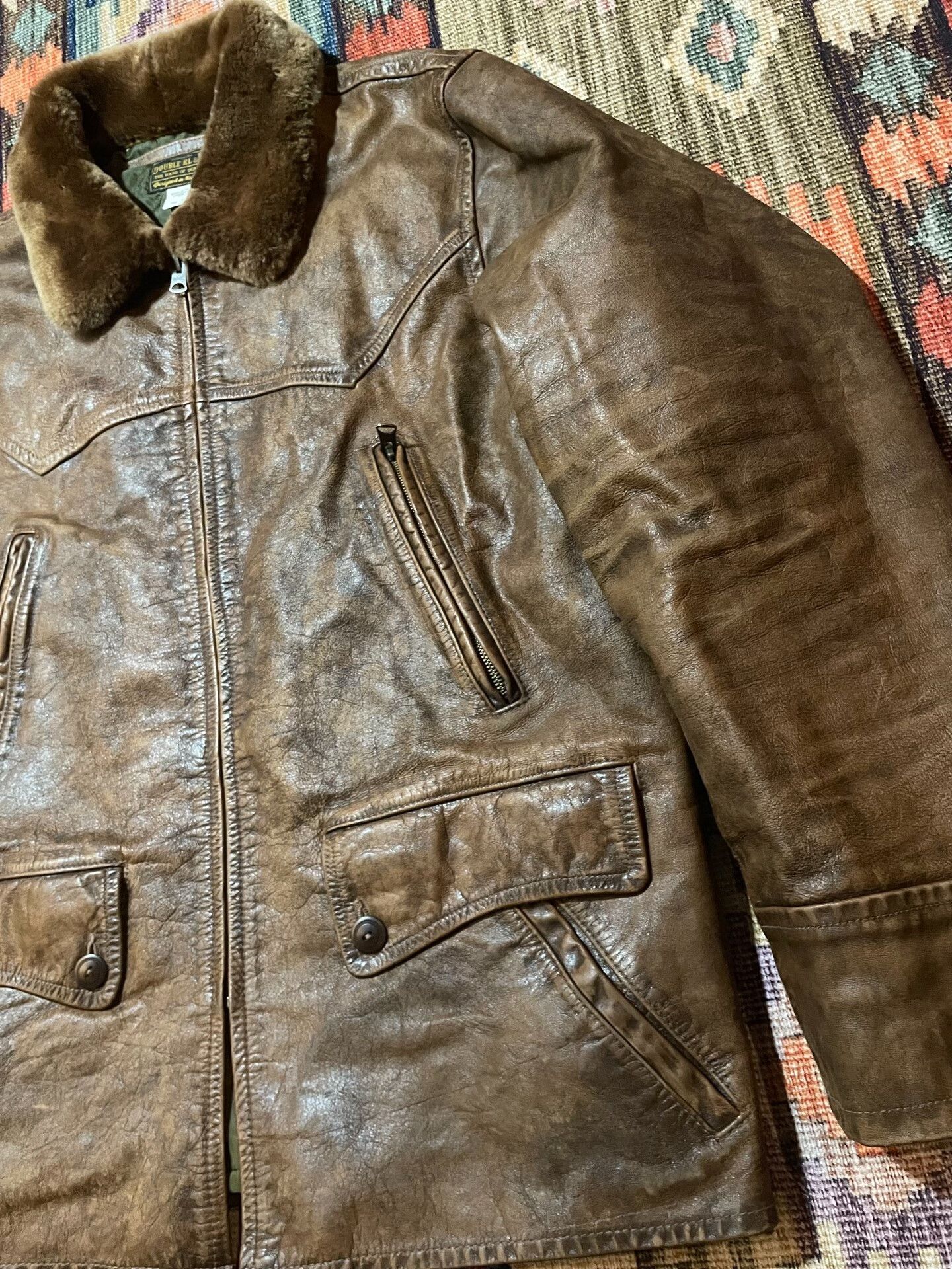 RRL Ralph Lauren RRL Distressed Leather Jacket w/Fur Collar Size US M / EU 48-50 / 2 - 6 Thumbnail