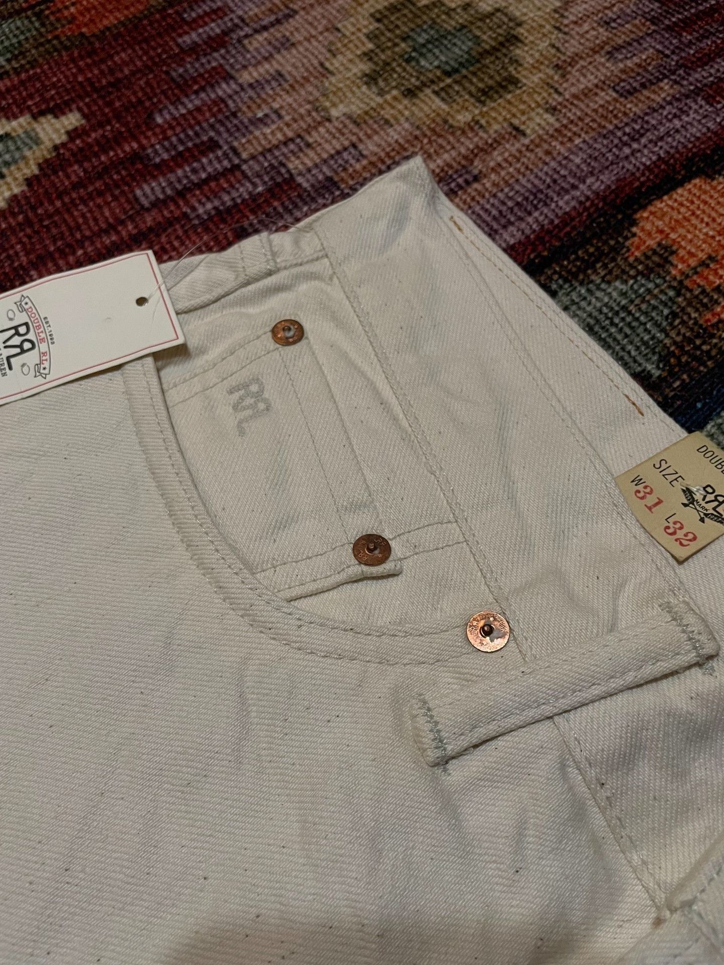 RRL Ralph Lauren RRL Japanese Cotton Straight Leg White Jeans Size US 32 / EU 48 - 6 Thumbnail