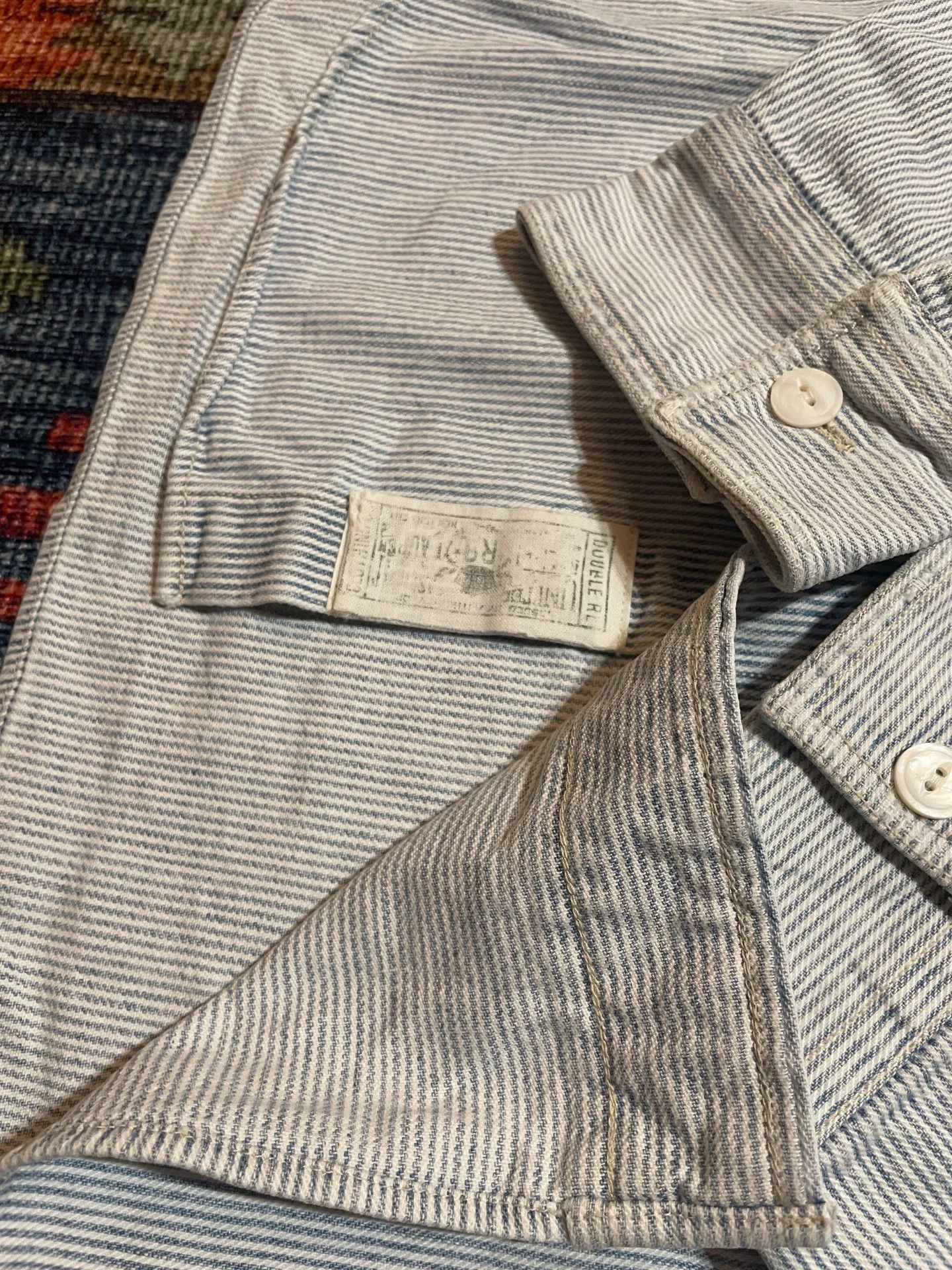 RRL Ralph Lauren RRL Vintage White Gray Stripe Work Shirt Size US M / EU 48-50 / 2 - 7 Thumbnail