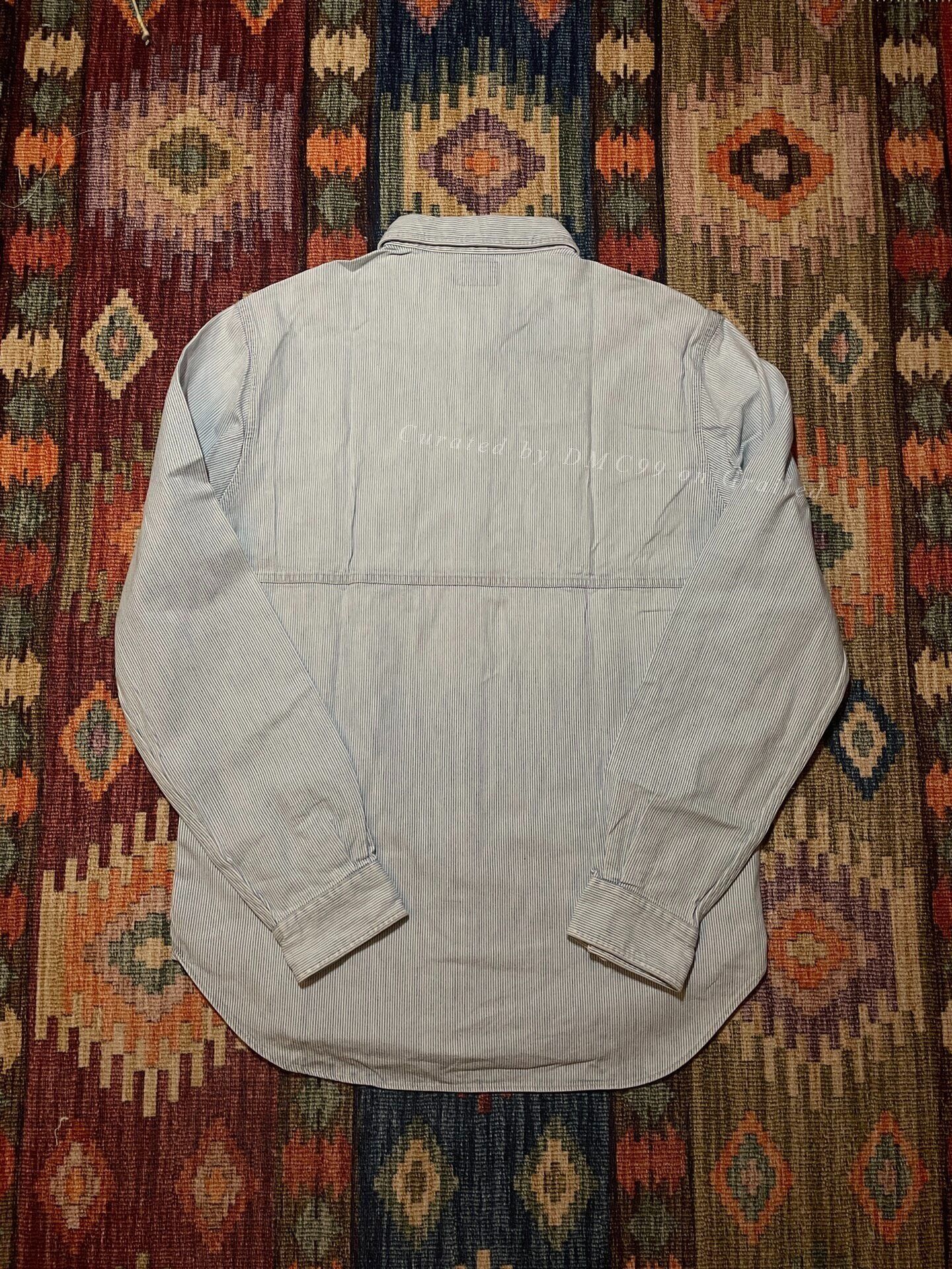 RRL Ralph Lauren RRL Vintage White Gray Stripe Work Shirt Size US M / EU 48-50 / 2 - 2 Thumbnail