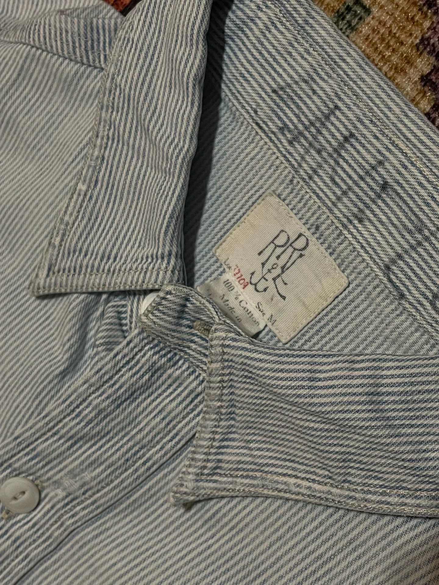 RRL Ralph Lauren RRL Vintage White Gray Stripe Work Shirt Size US M / EU 48-50 / 2 - 3 Thumbnail