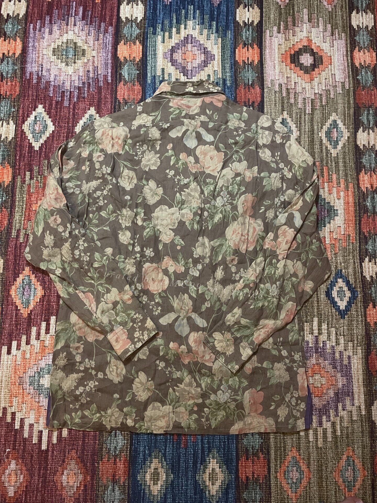 Ralph Lauren Ralph Lauren Purple Label Floral Linen Shirt Size US M / EU 48-50 / 2 - 2 Thumbnail