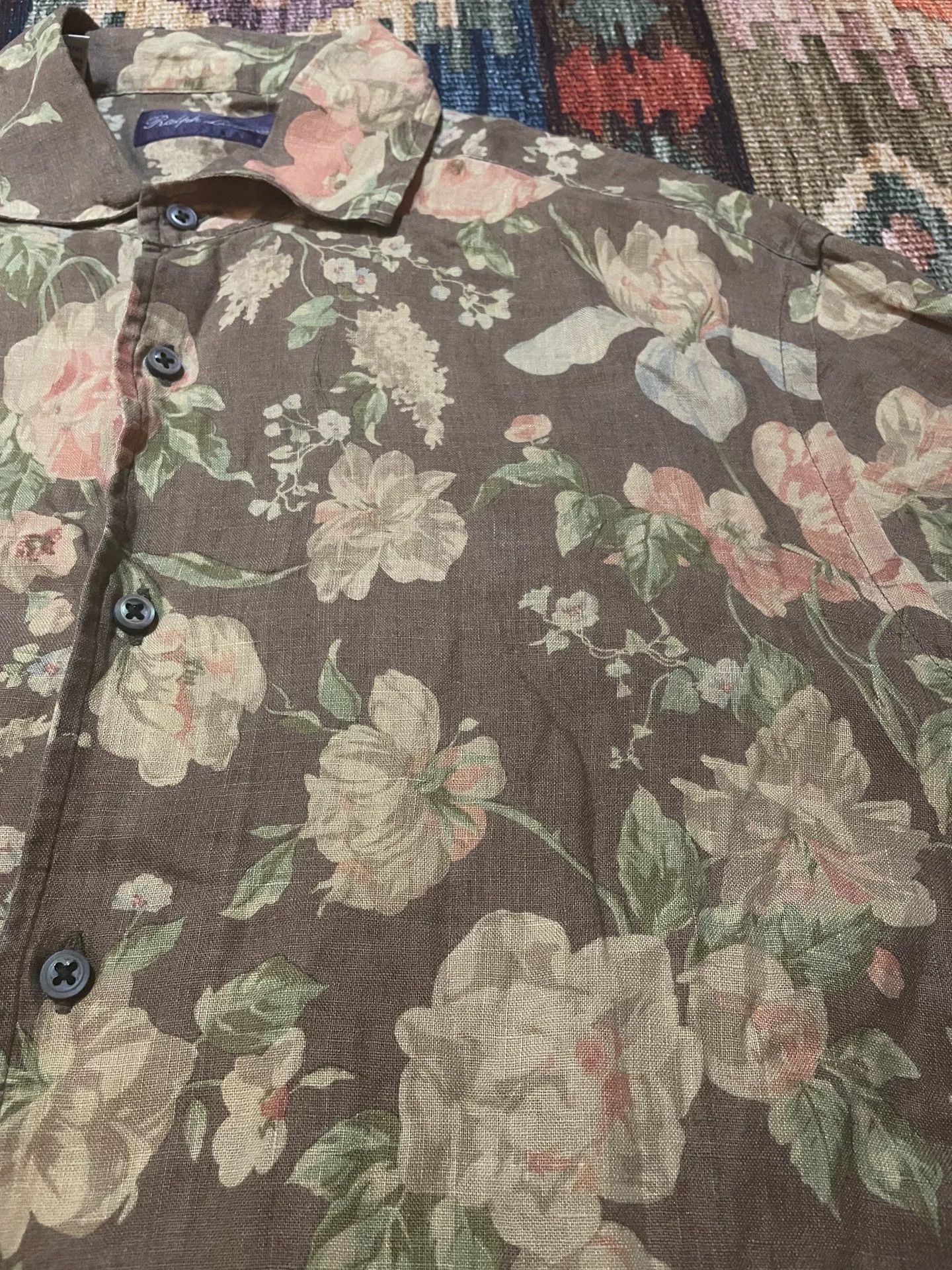 Ralph Lauren Ralph Lauren Purple Label Floral Linen Shirt Size US M / EU 48-50 / 2 - 6 Thumbnail