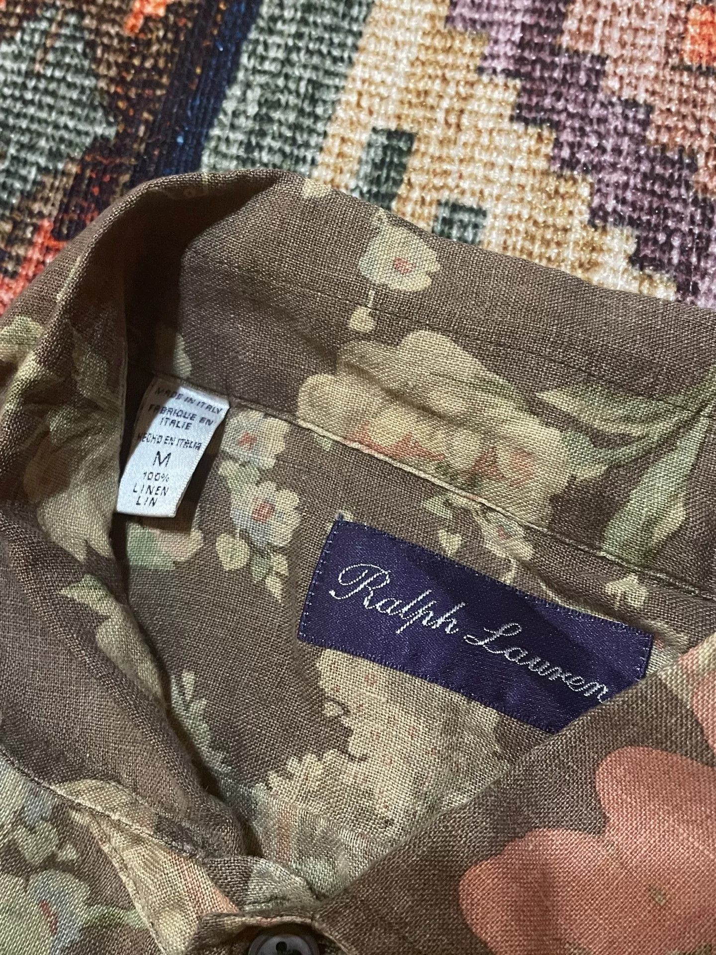 Ralph Lauren Ralph Lauren Purple Label Floral Linen Shirt Size US M / EU 48-50 / 2 - 5 Thumbnail