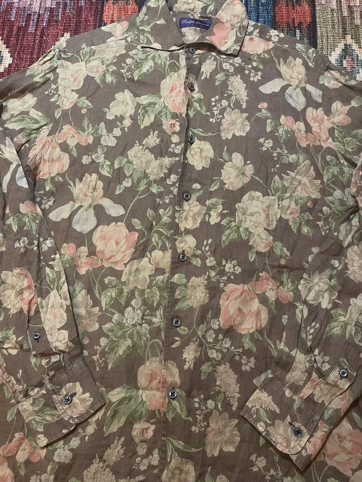 Ralph Lauren Ralph Lauren Purple Label Floral Linen Shirt Size US M / EU 48-50 / 2 - 3 Thumbnail
