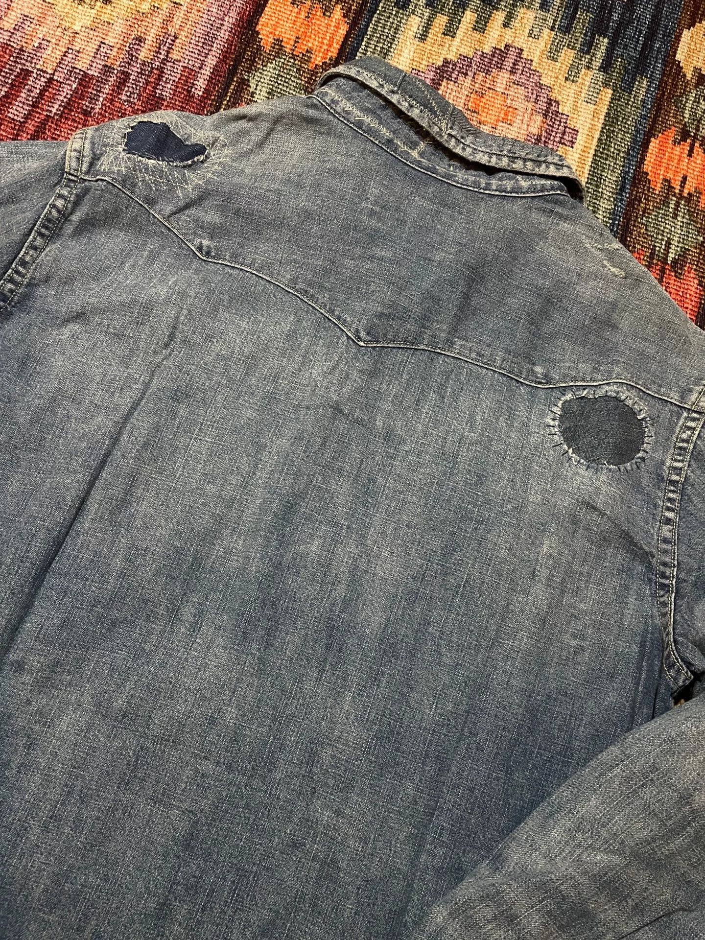 Ralph Lauren Ralph Lauren Distressed Patch Western Denim Shirt Size US S / EU 44-46 / 1 - 8 Thumbnail