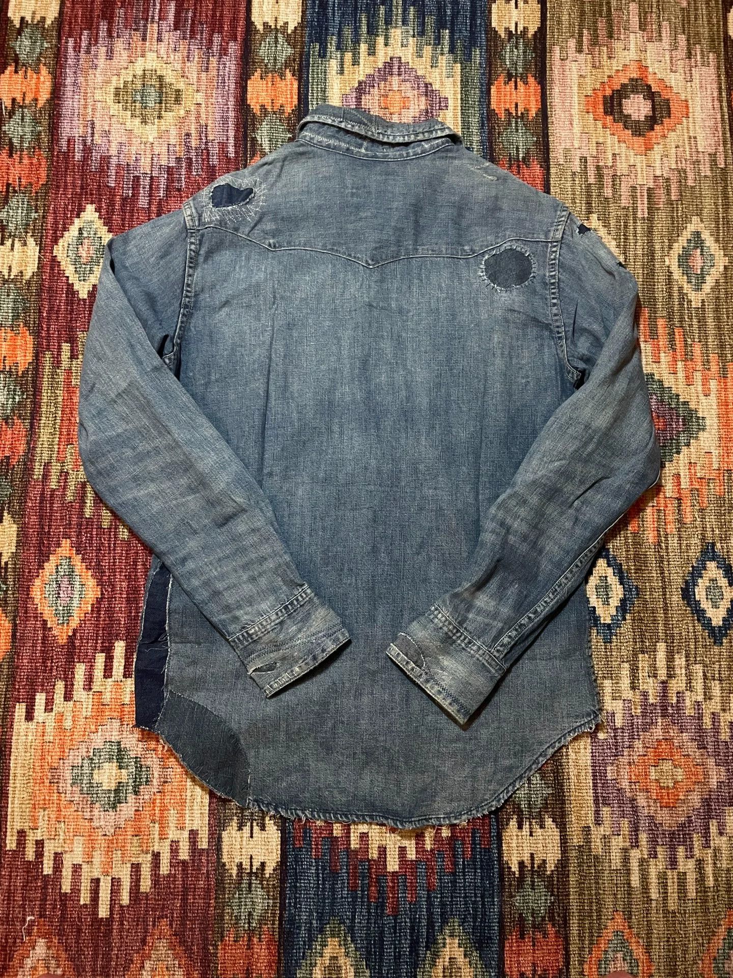 Ralph Lauren Ralph Lauren Distressed Patch Western Denim Shirt Size US S / EU 44-46 / 1 - 2 Thumbnail