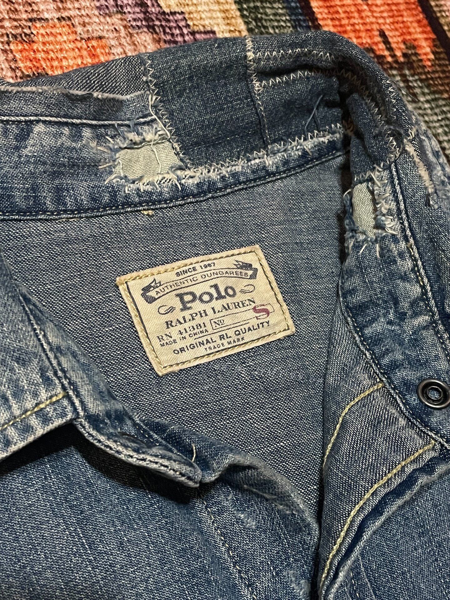 Ralph Lauren Ralph Lauren Distressed Patch Western Denim Shirt Size US S / EU 44-46 / 1 - 3 Thumbnail