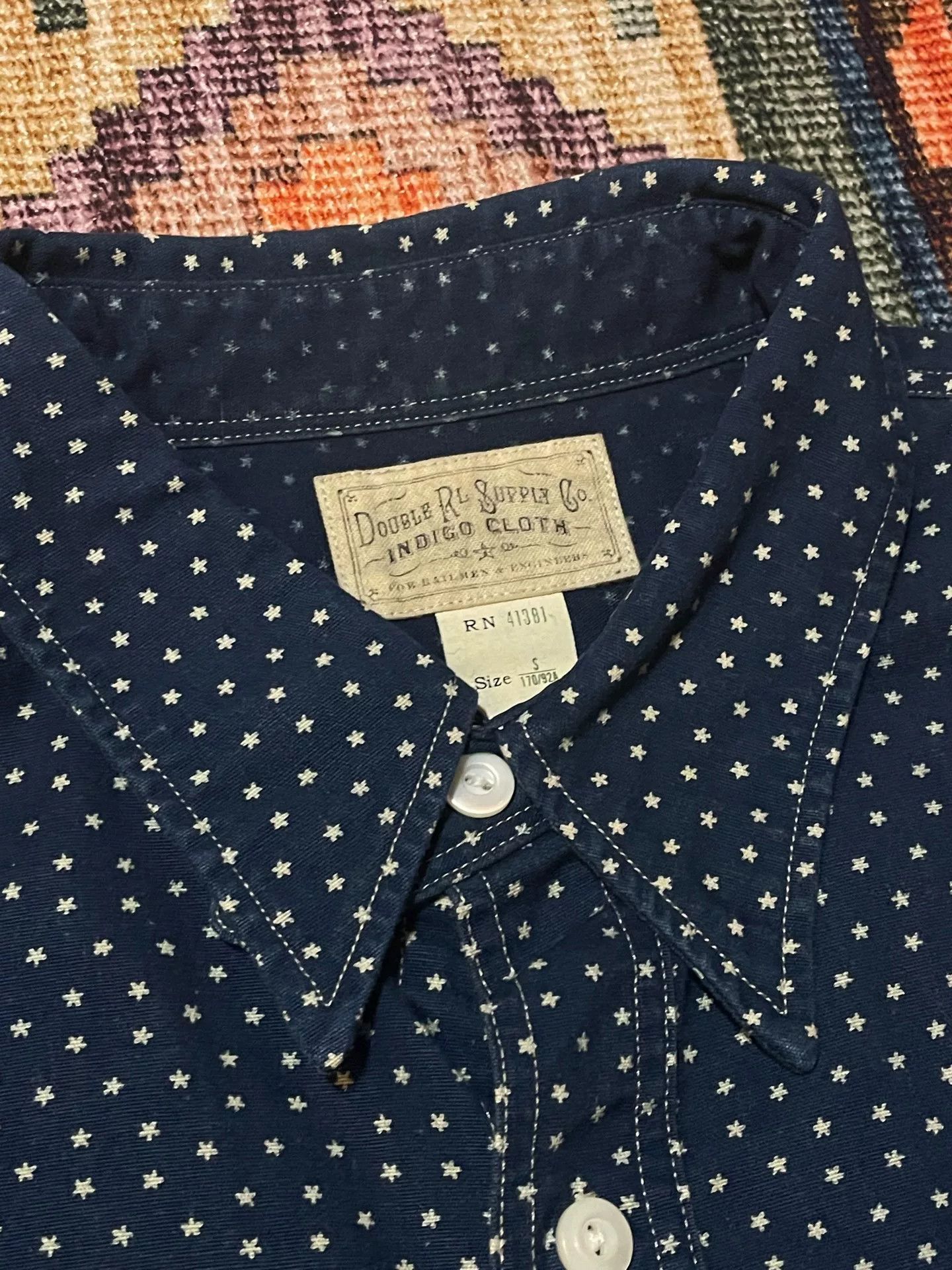 RRL Ralph Lauren RRL Vintage Indigo Star Work Shirt Size US S / EU 44-46 / 1 - 3 Thumbnail