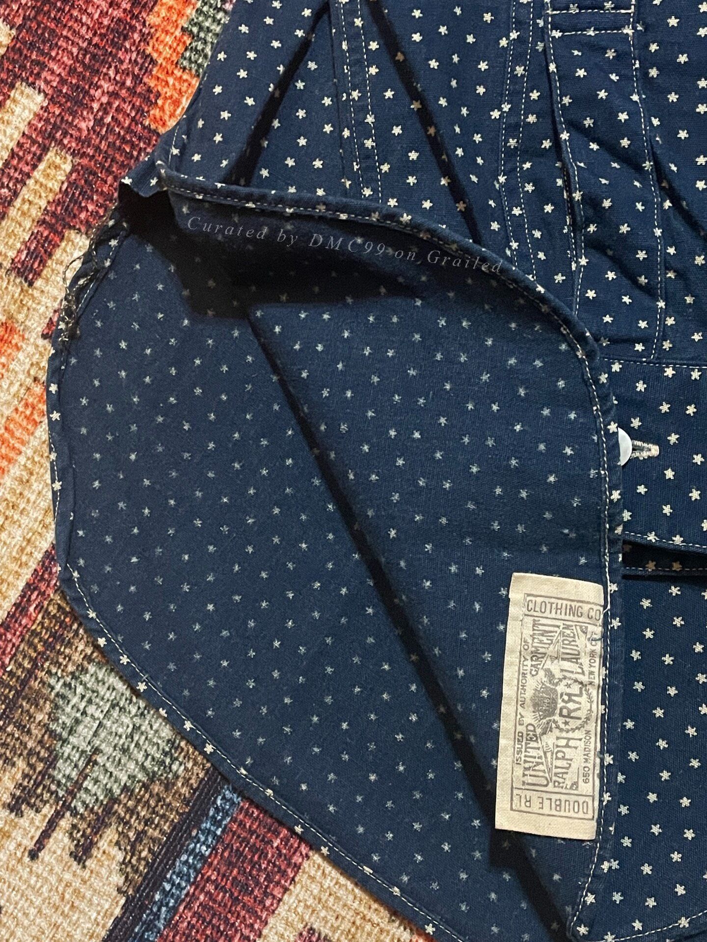 RRL Ralph Lauren RRL Vintage Indigo Star Work Shirt Size US S / EU 44-46 / 1 - 6 Thumbnail