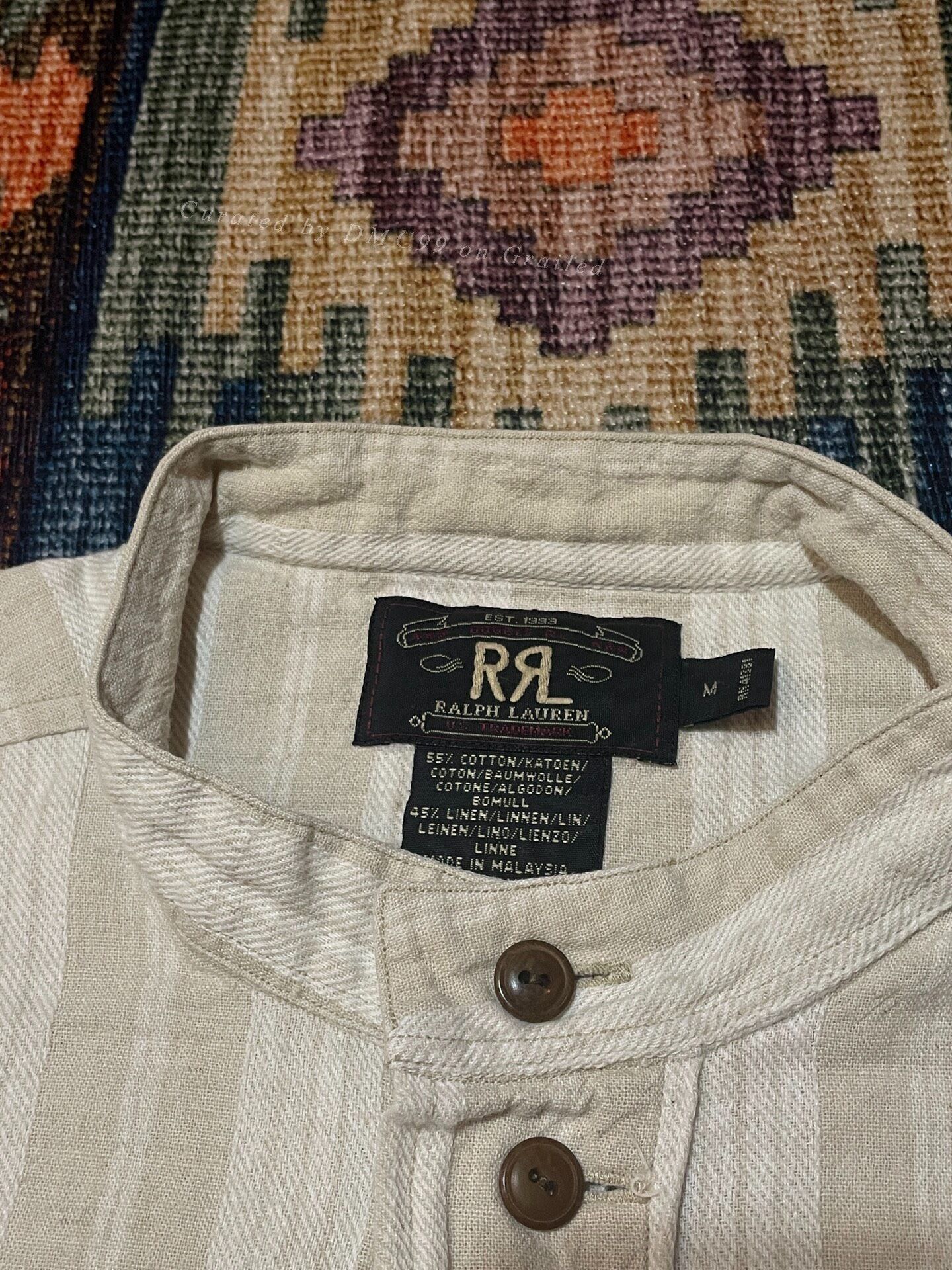 RRL Ralph Lauren RRL Vintage Striped Beige Henley Shirt Size US M / EU 48-50 / 2 - 3 Thumbnail