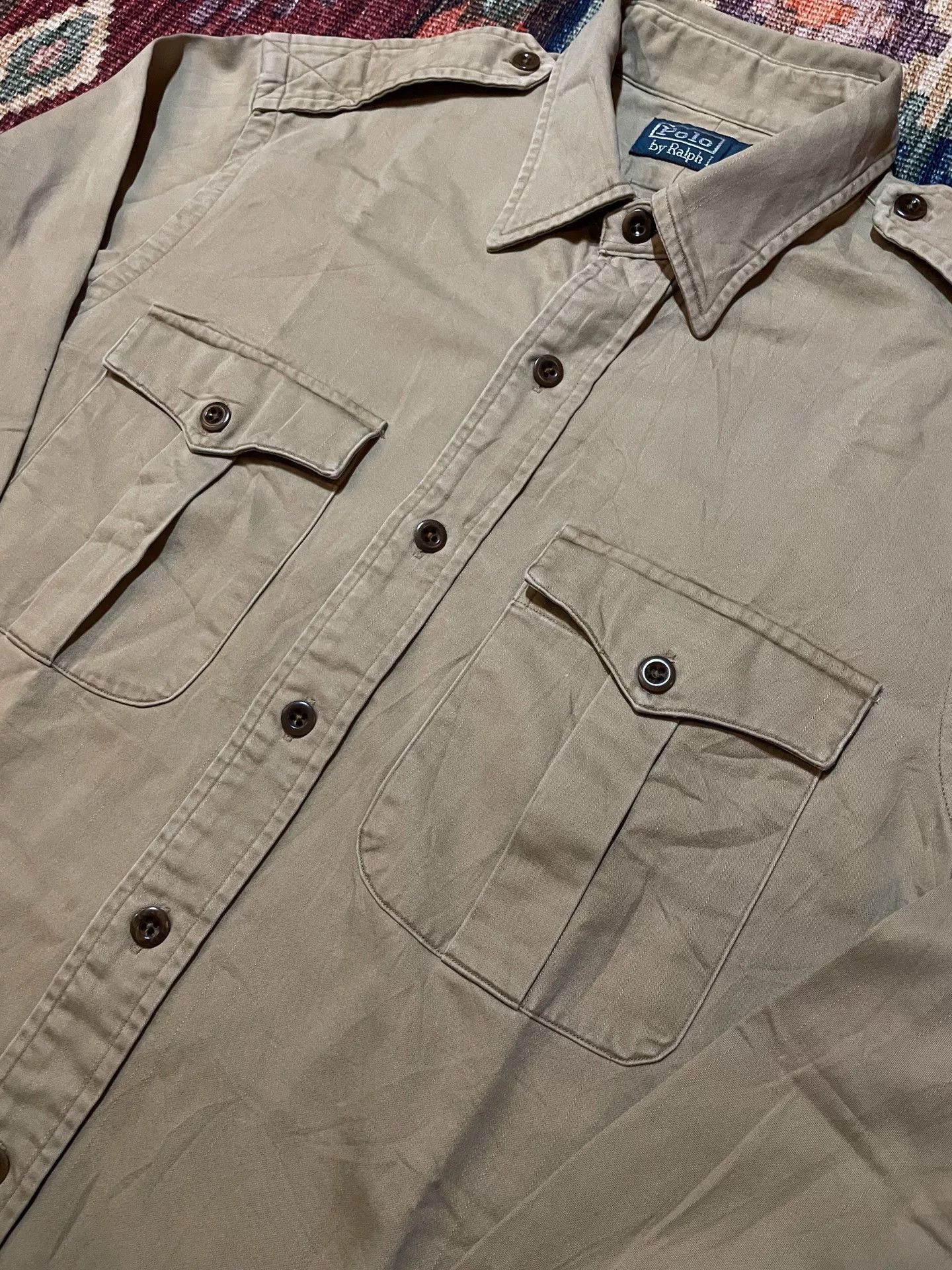 Ralph Lauren RALPH LAUREN Khaki Puppy Print Military Shirt Size US M / EU 48-50 / 2 - 4 Thumbnail