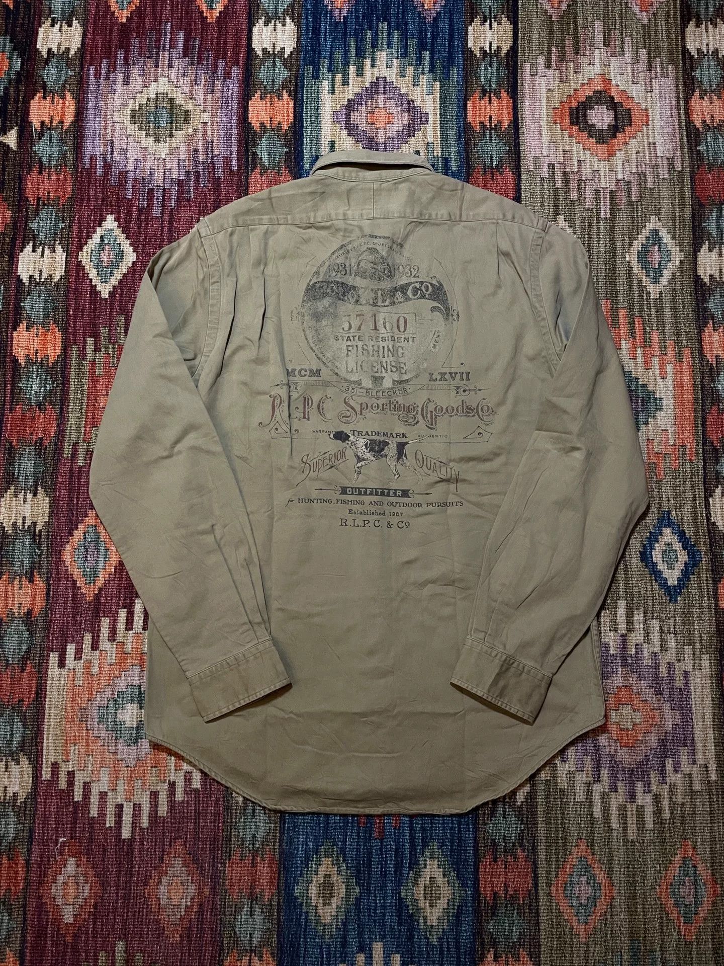 Ralph Lauren RALPH LAUREN Khaki Puppy Print Military Shirt Size US M / EU 48-50 / 2 - 2 Thumbnail
