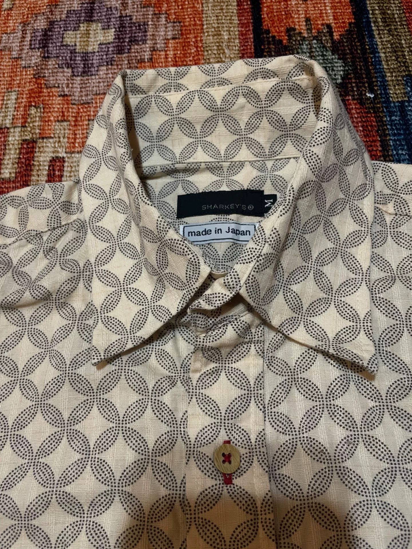 Vintage SHARKEY'S Japan Beige Vintage Jacquard Shirt M Size US M / EU 48-50 / 2 - 3 Thumbnail