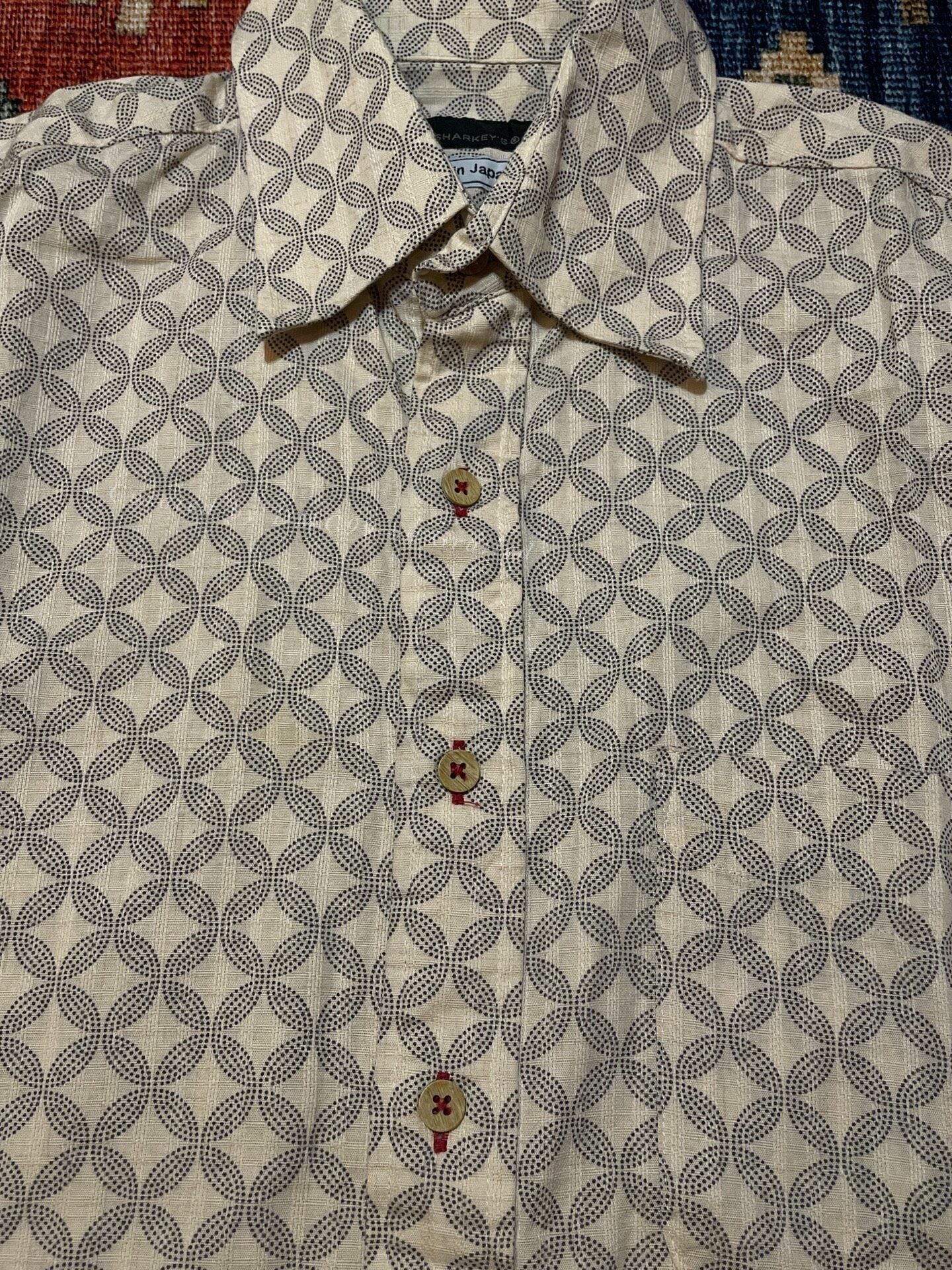 Vintage SHARKEY'S Japan Beige Vintage Jacquard Shirt M Size US M / EU 48-50 / 2 - 4 Thumbnail