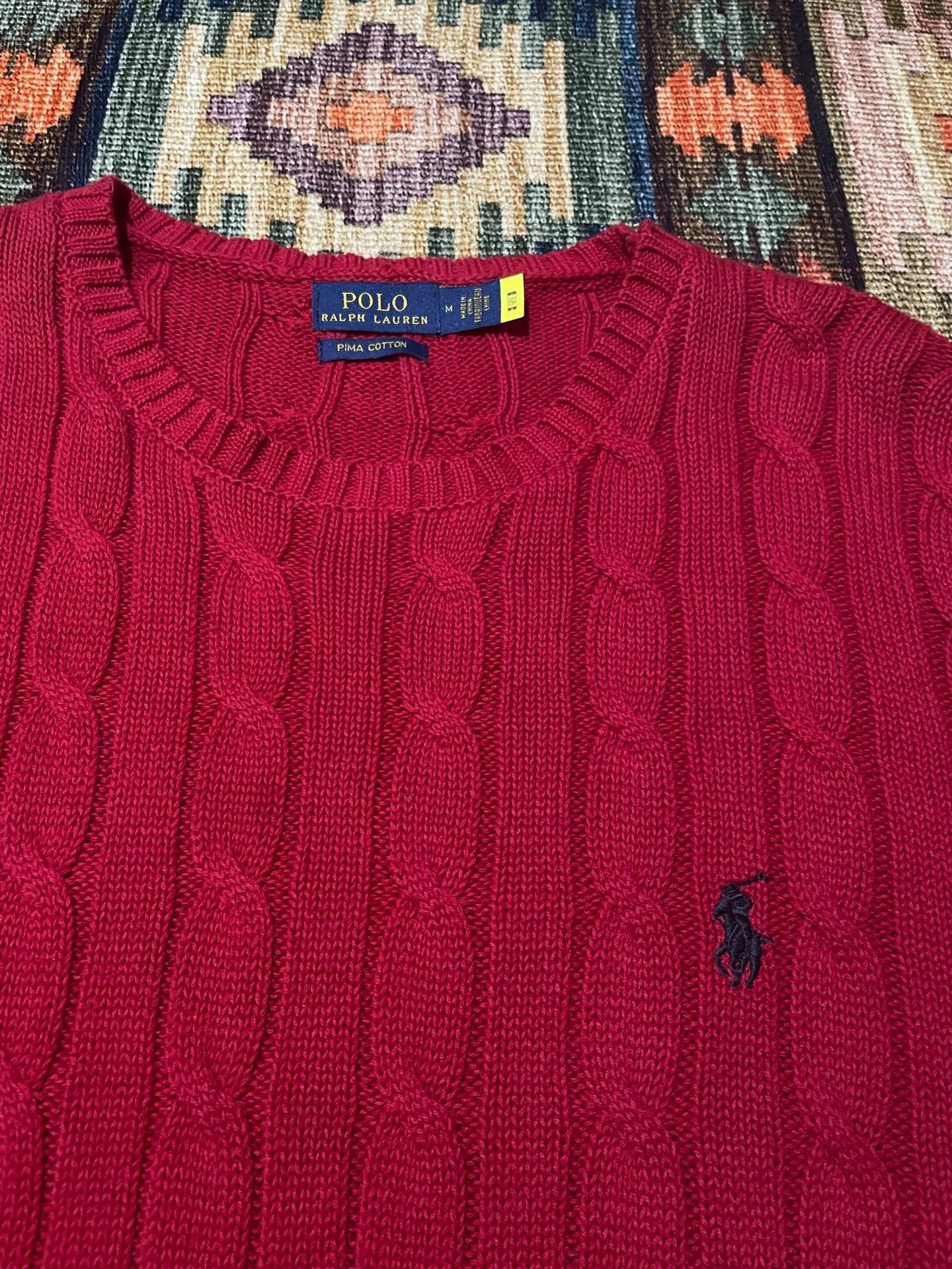 Ralph Lauren RALPH LAUREN Red Cable Knit Pony Pullover Size US M / EU 48-50 / 2 - 3 Thumbnail