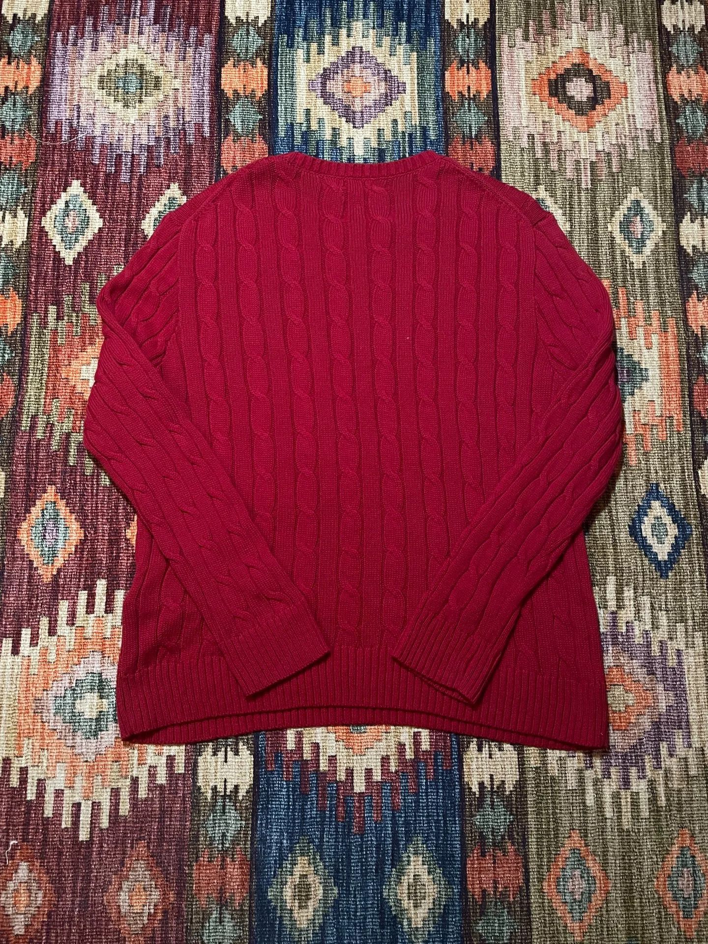 Ralph Lauren RALPH LAUREN Red Cable Knit Pony Pullover Size US M / EU 48-50 / 2 - 2 Thumbnail