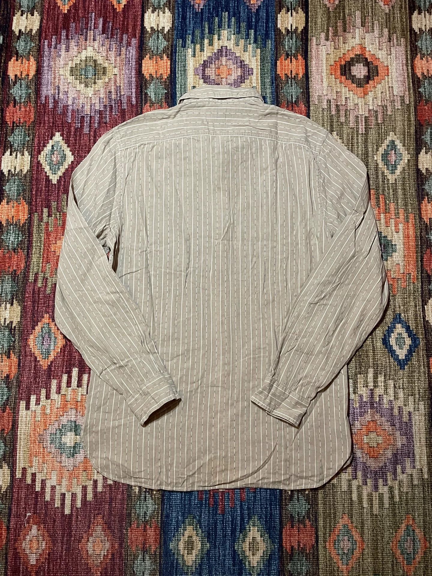 RRL Ralph Lauren RRL Beige Striped Old Style Shirt Size US M / EU 48-50 / 2 - 2 Thumbnail