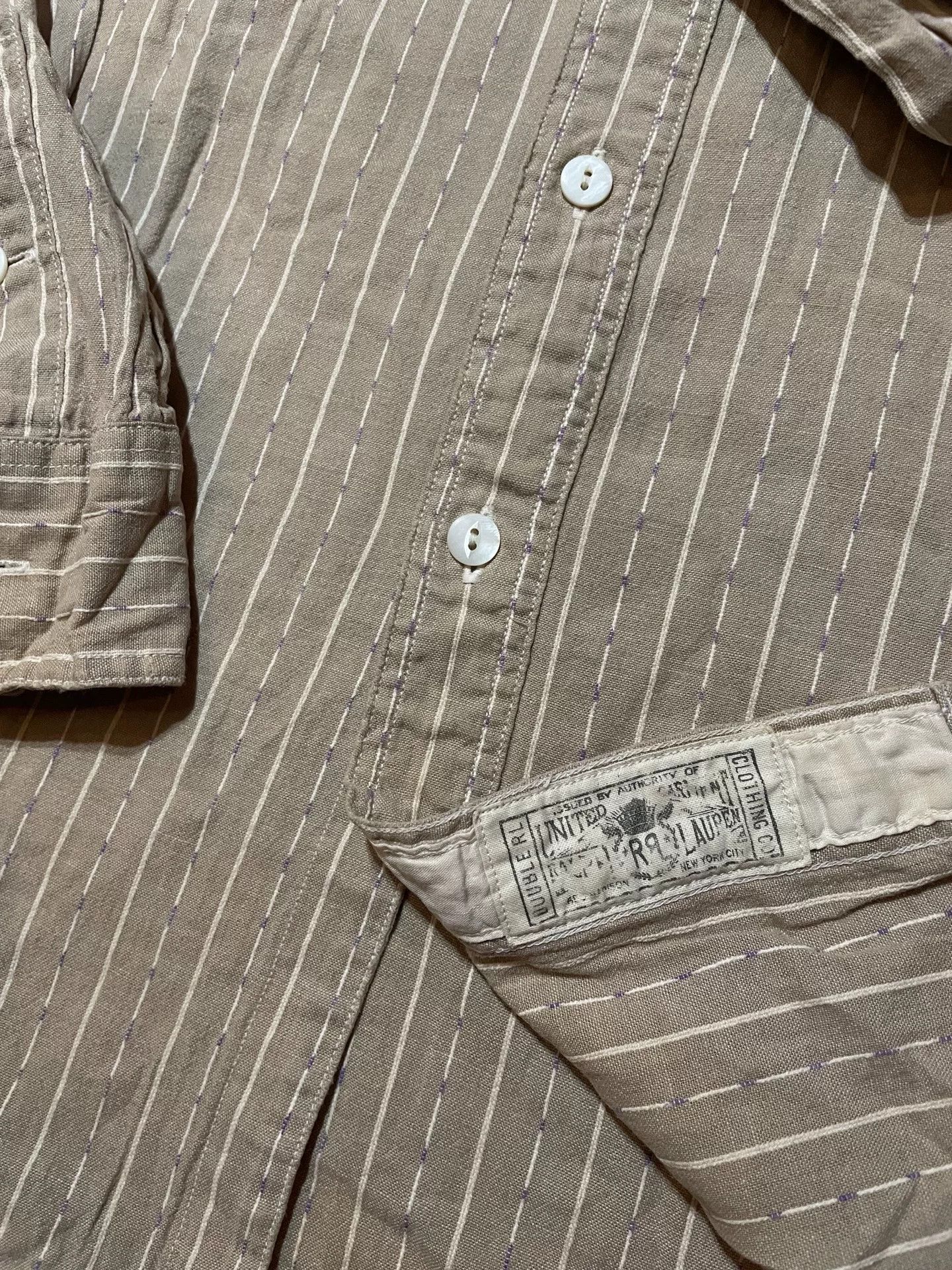 RRL Ralph Lauren RRL Beige Striped Old Style Shirt Size US M / EU 48-50 / 2 - 5 Thumbnail