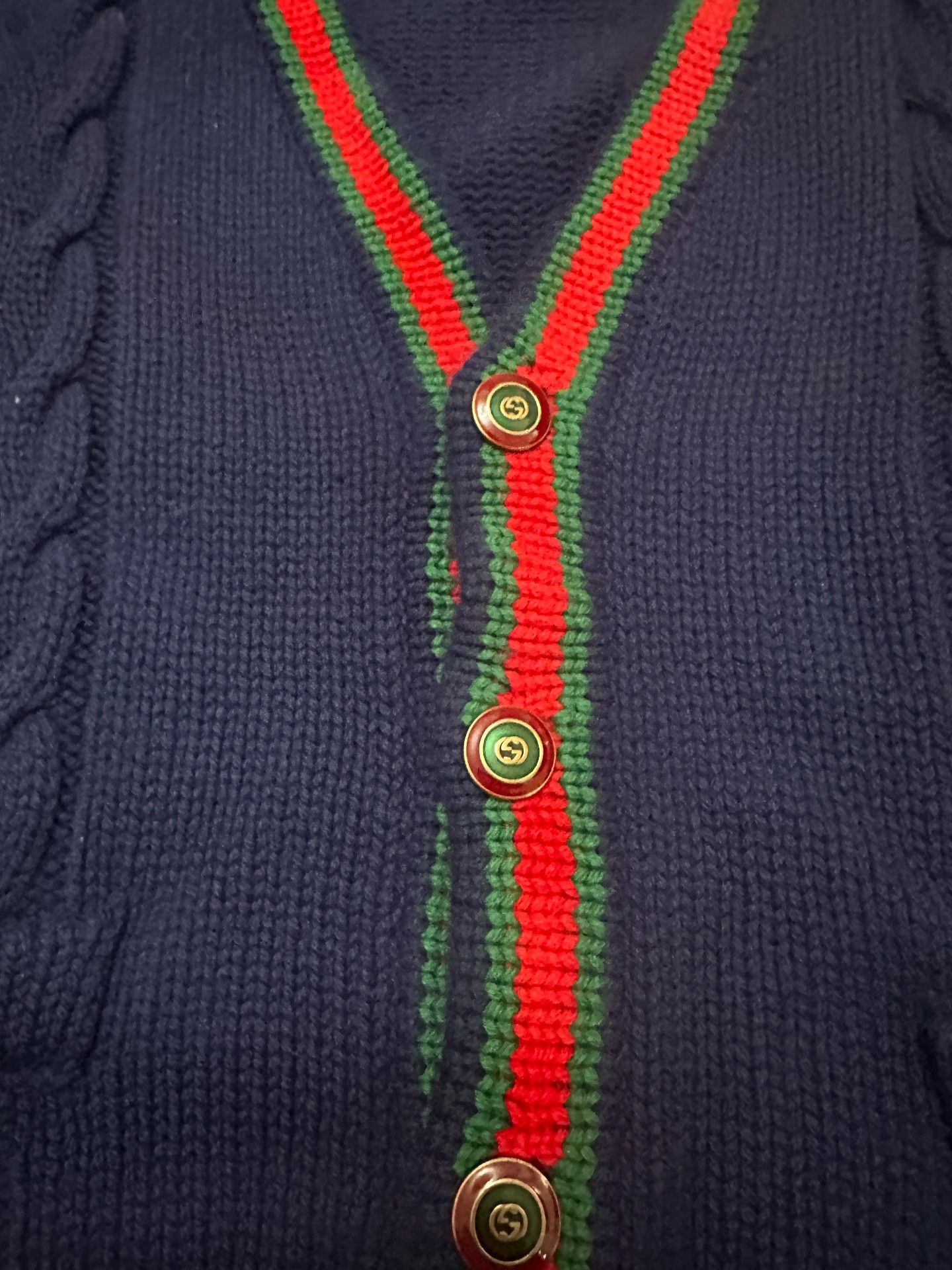 Gucci Gucci Navy Red Green Stripe Cardigan Size XS / US 0-2 / IT 36-38 - 3 Thumbnail