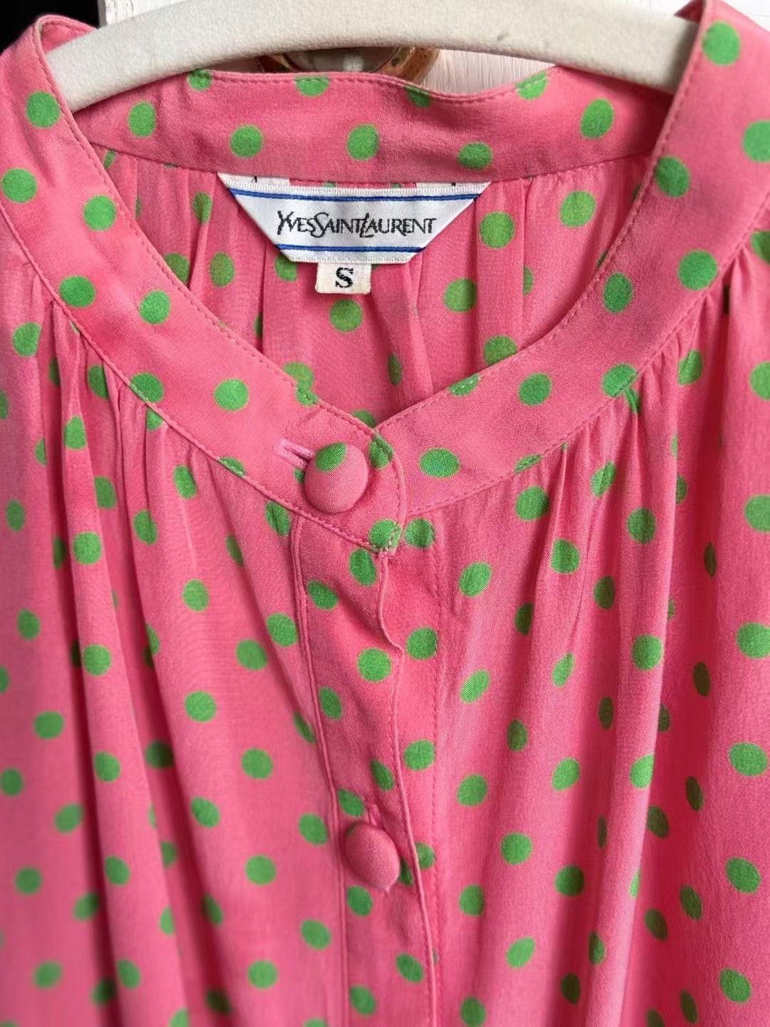 Yves Saint Laurent YSL Vintage Polka Dot Shirt Size S / US 4 / IT 40 - 3 Thumbnail