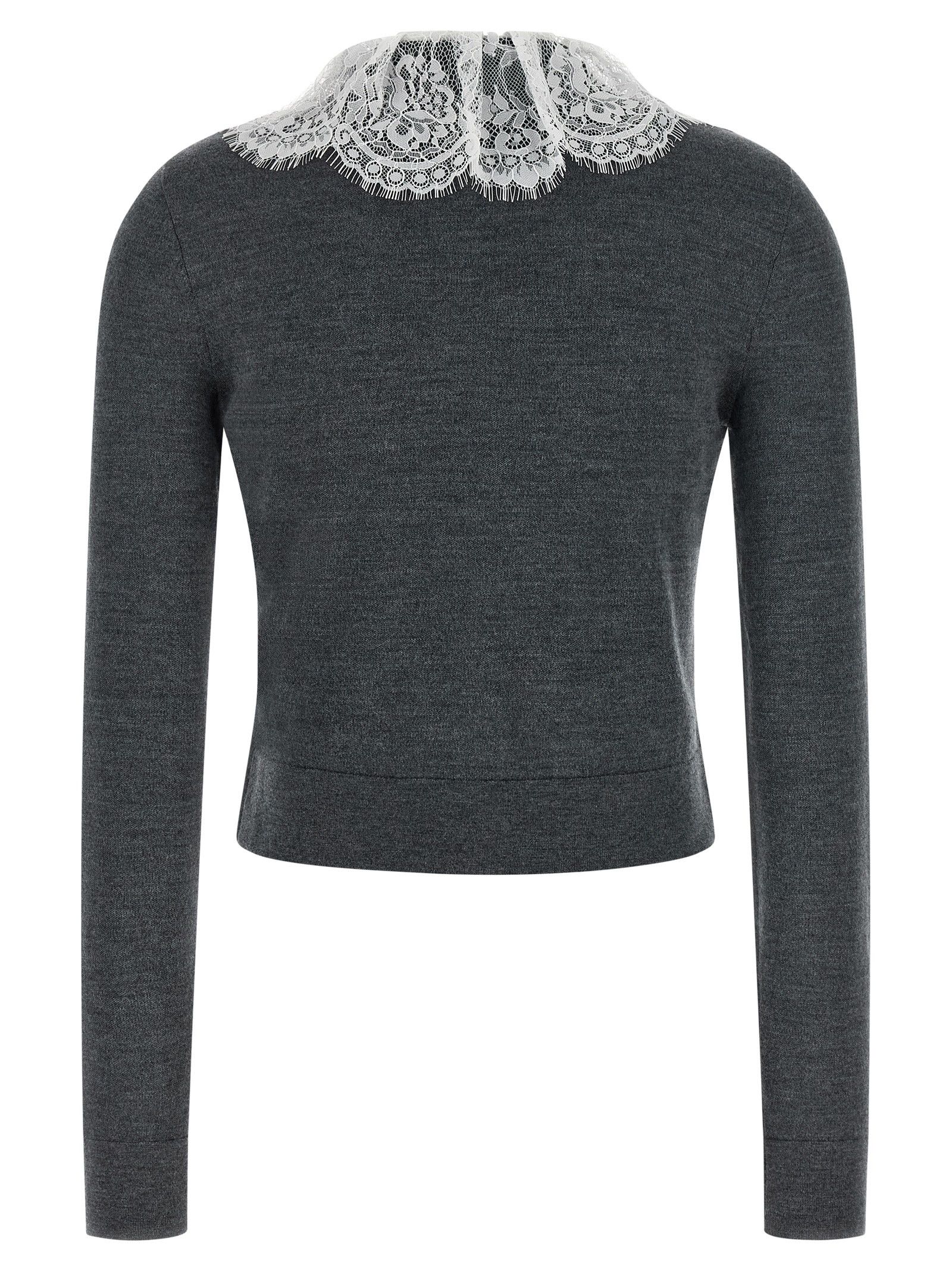 Self-Portrait 'Grey Lace Collar Knit' cardigan Size M / US 6-8 / IT 42-44 - 2 Thumbnail