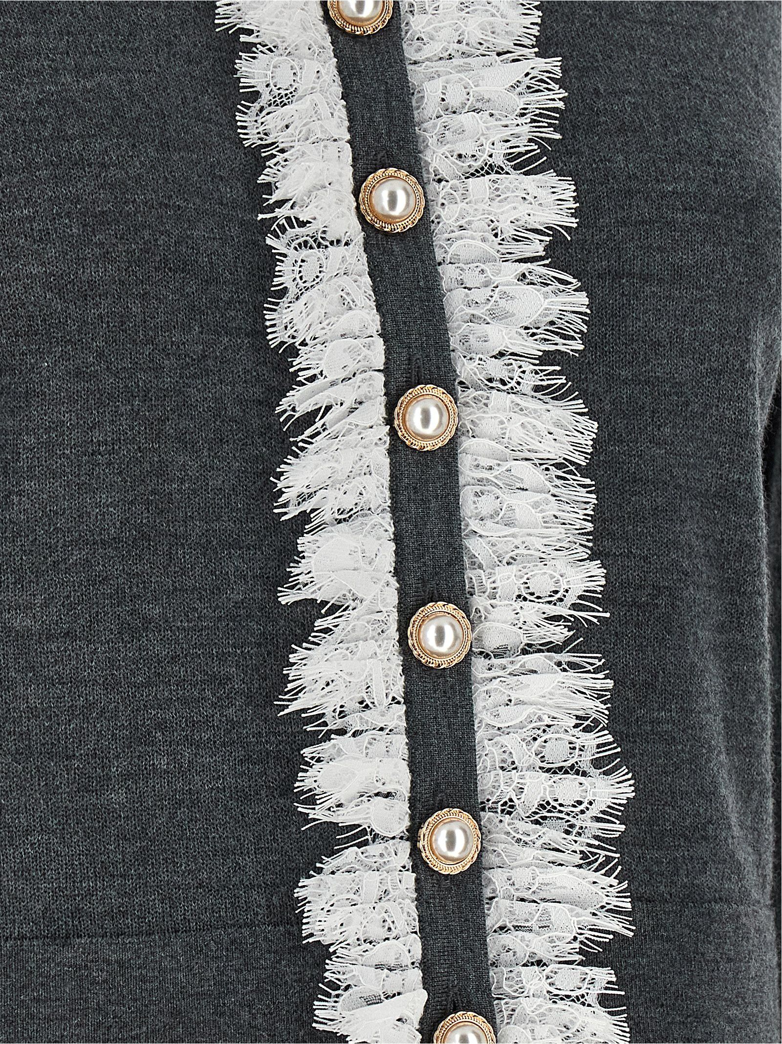 Self-Portrait 'Grey Lace Collar Knit' cardigan Size S / US 4 / IT 40 - 4 Thumbnail