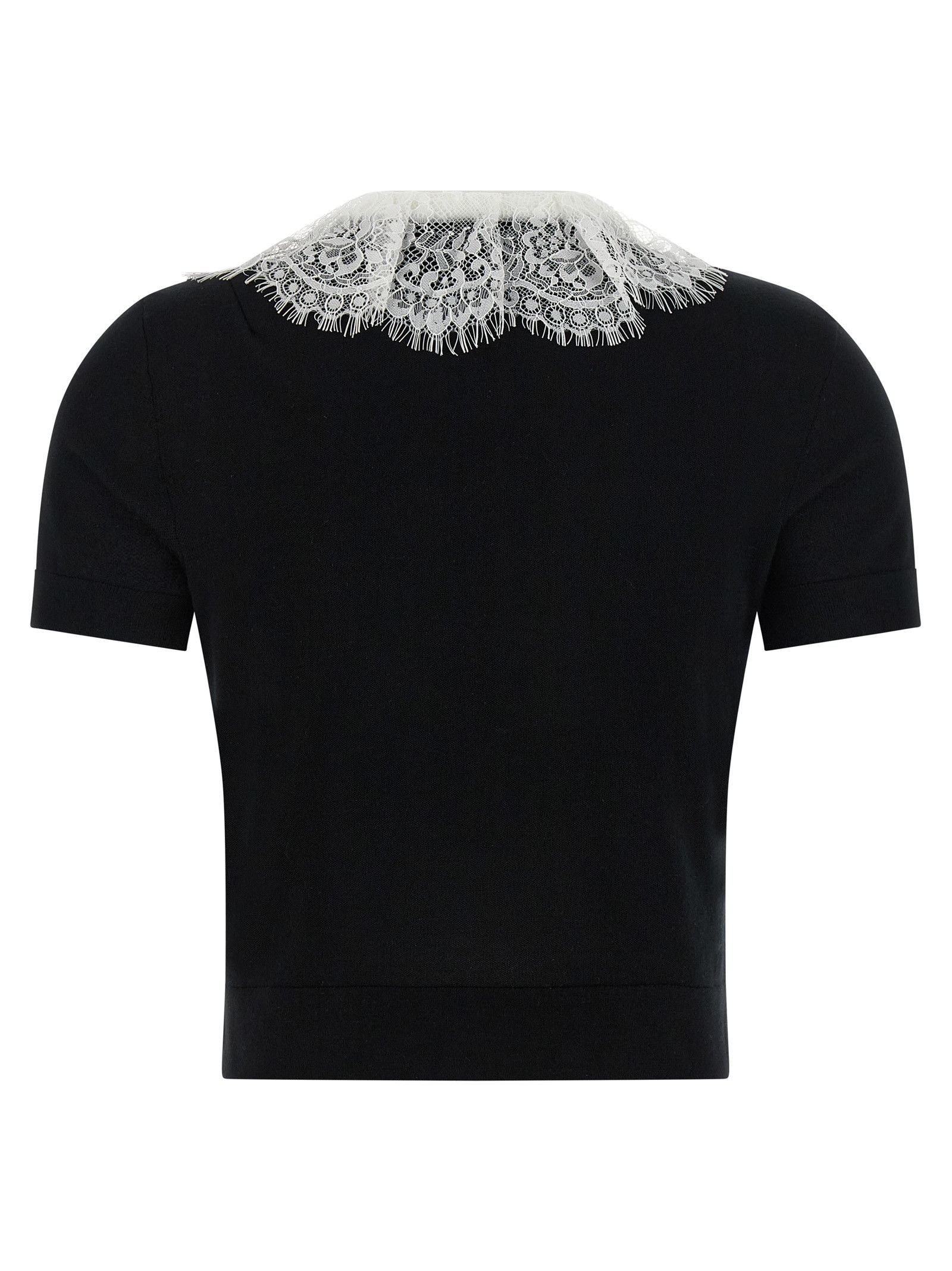 Self-Portrait 'Black Knit Lace Collar' top Size M / US 6-8 / IT 42-44 - 2 Thumbnail