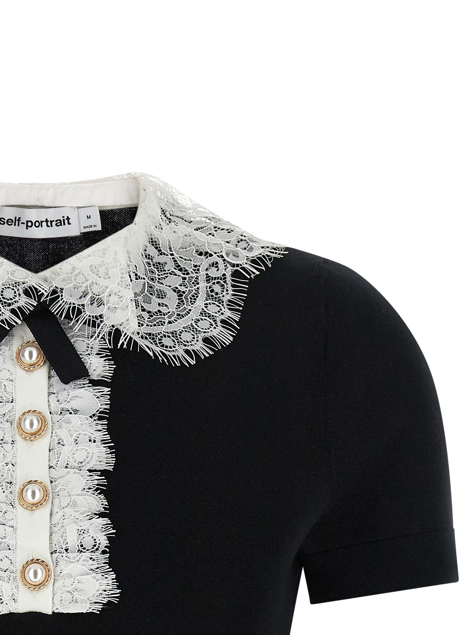 Self-Portrait 'Black Knit Lace Collar' top Size XS / US 0-2 / IT 36-38 - 3 Thumbnail